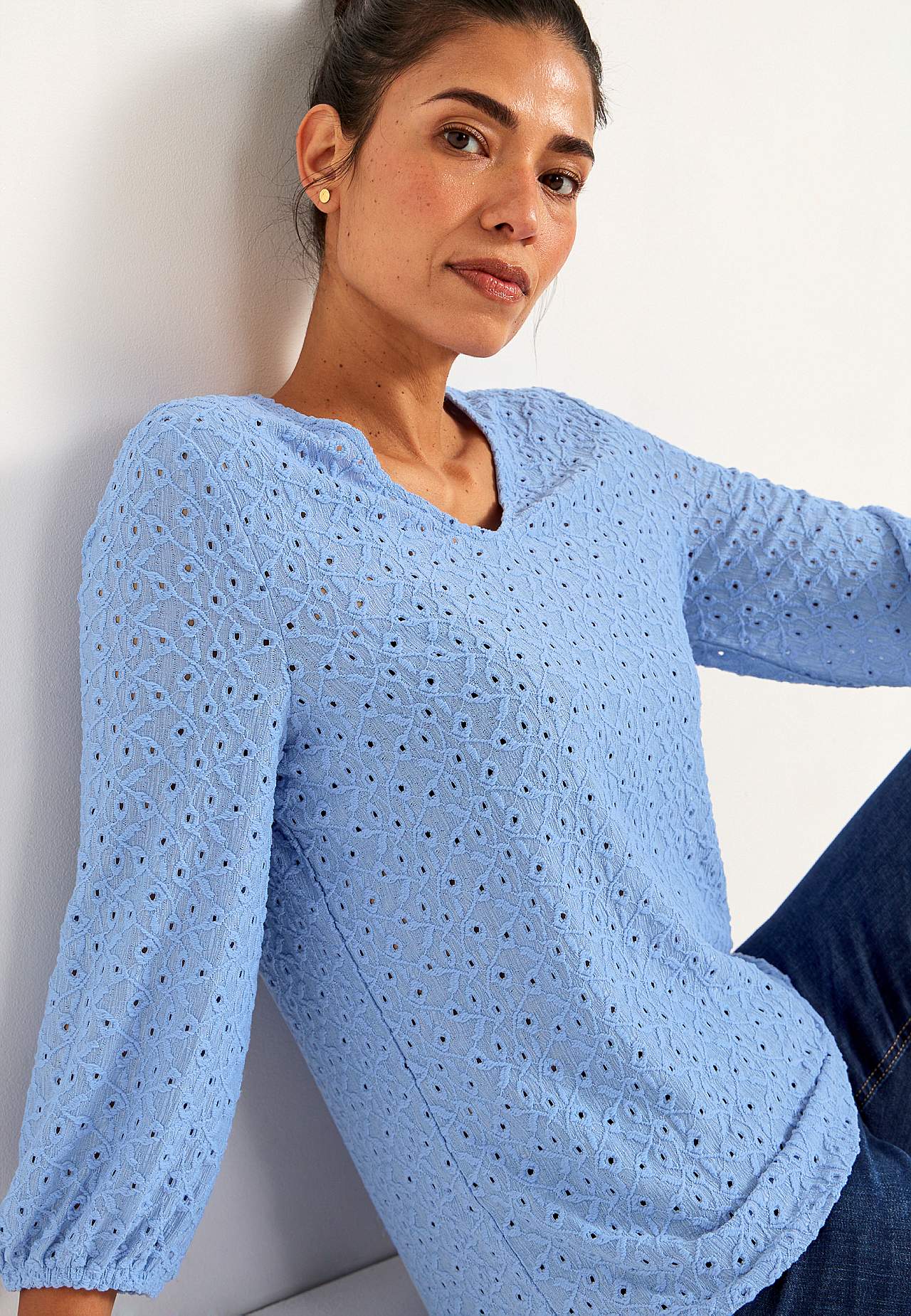 Lace top with openwork