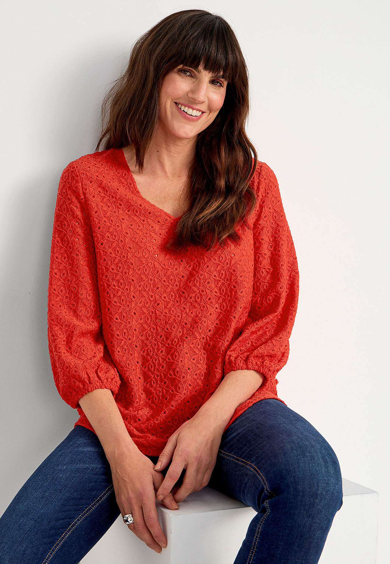 Lace top with openwork