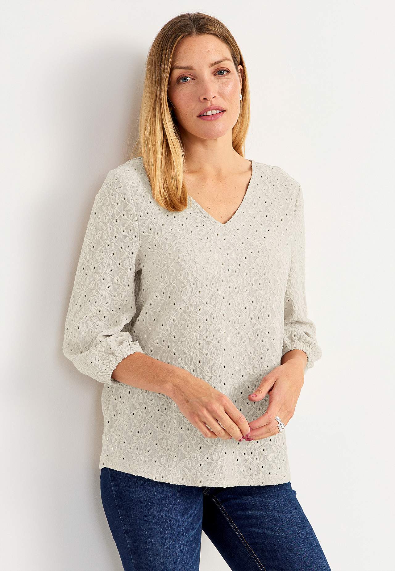 Lace top with openwork