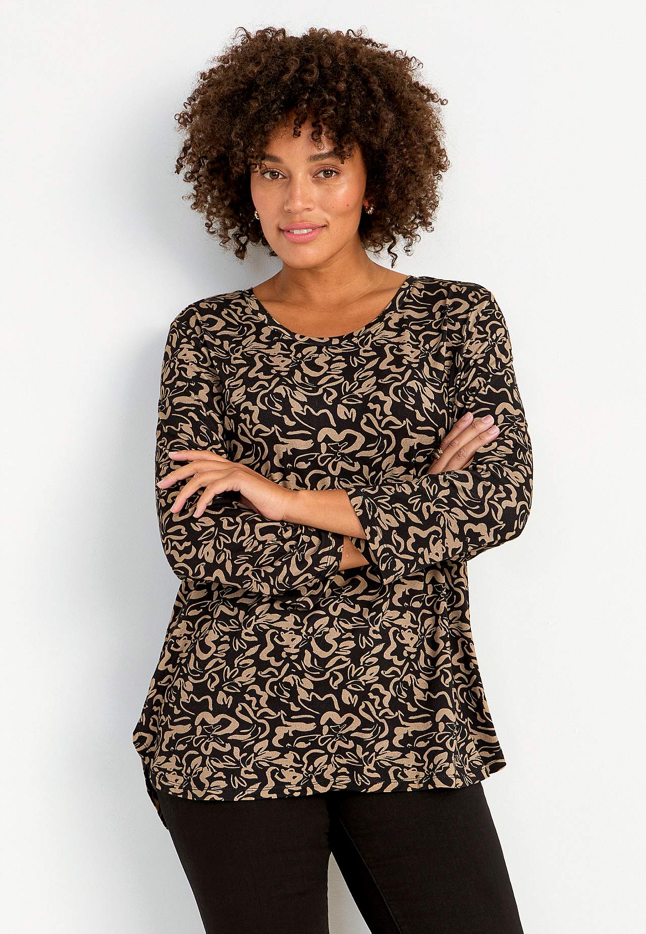 Jersey top with 3/4 sleeve