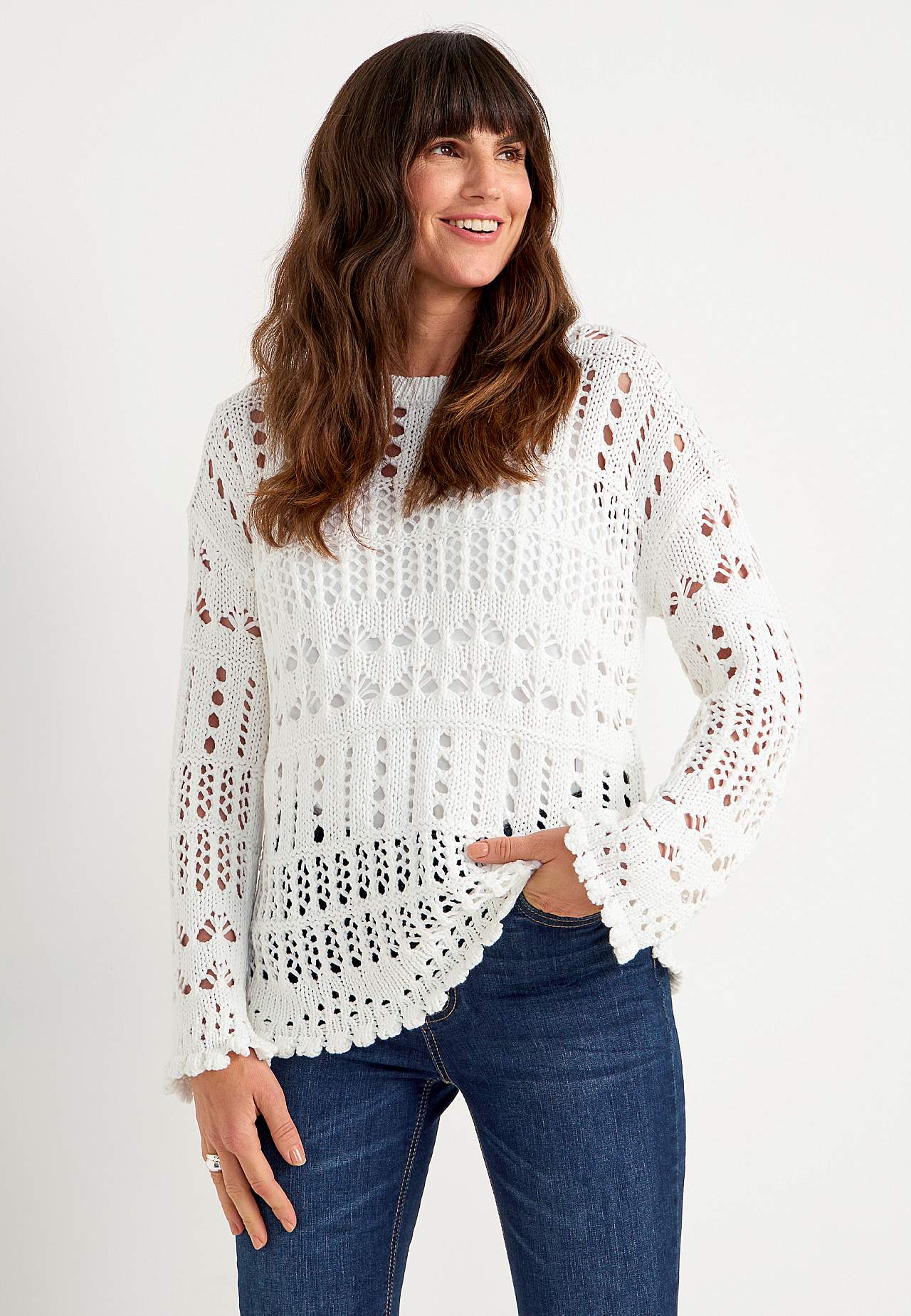 Knit jumper with openwork