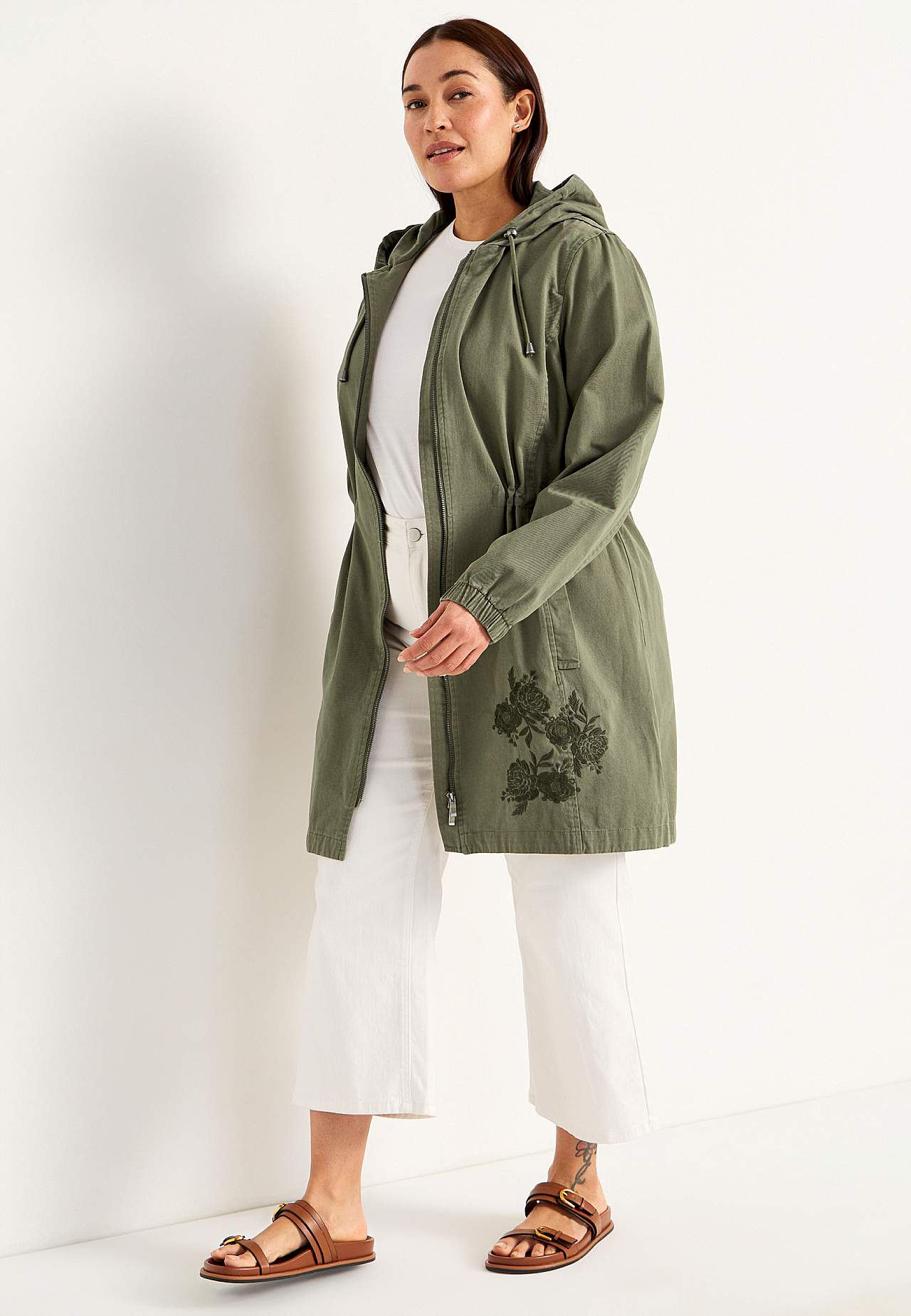 Parka with embroidery
