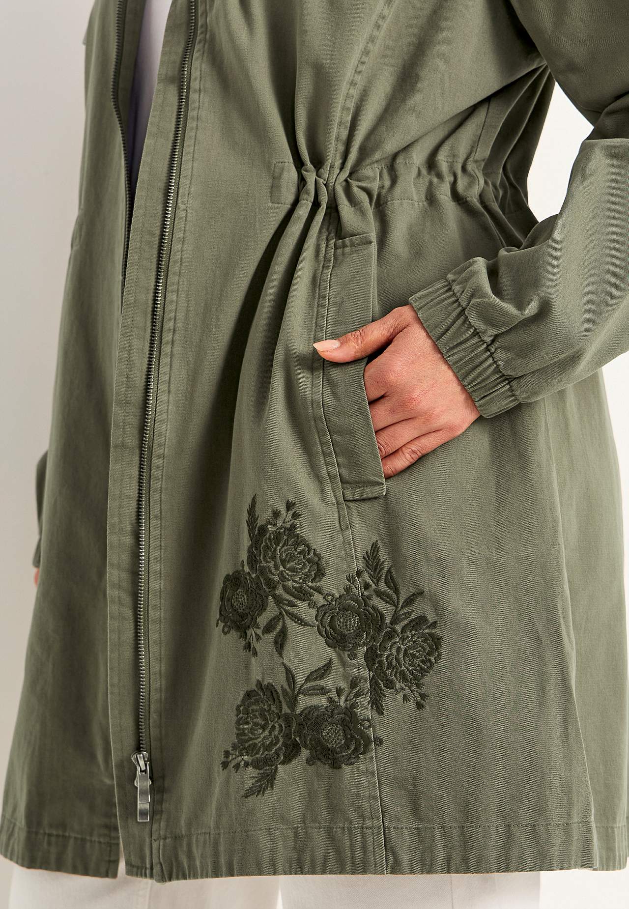 Parka with embroidery