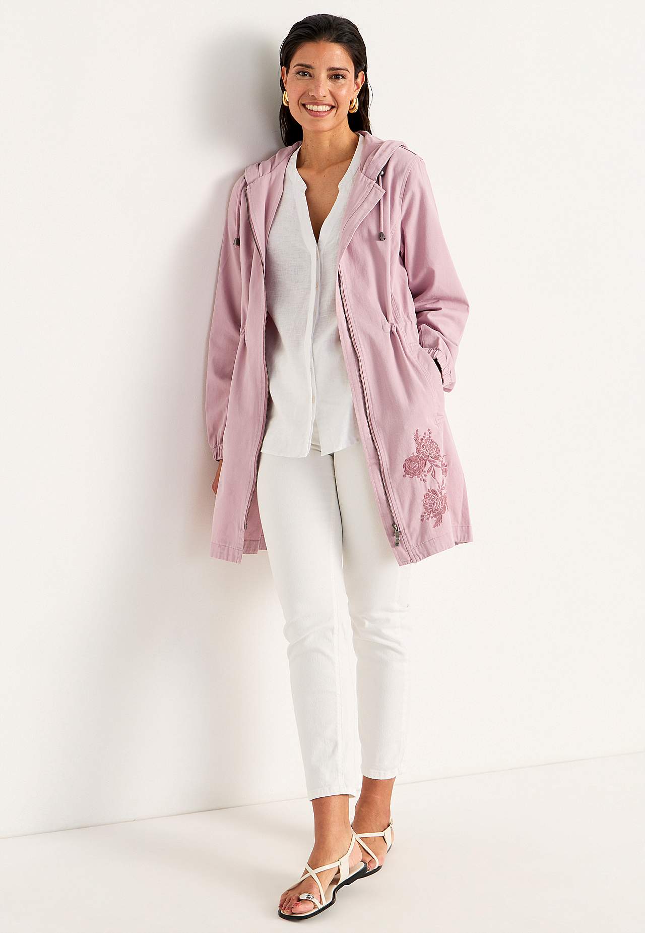 Parka with embroidery