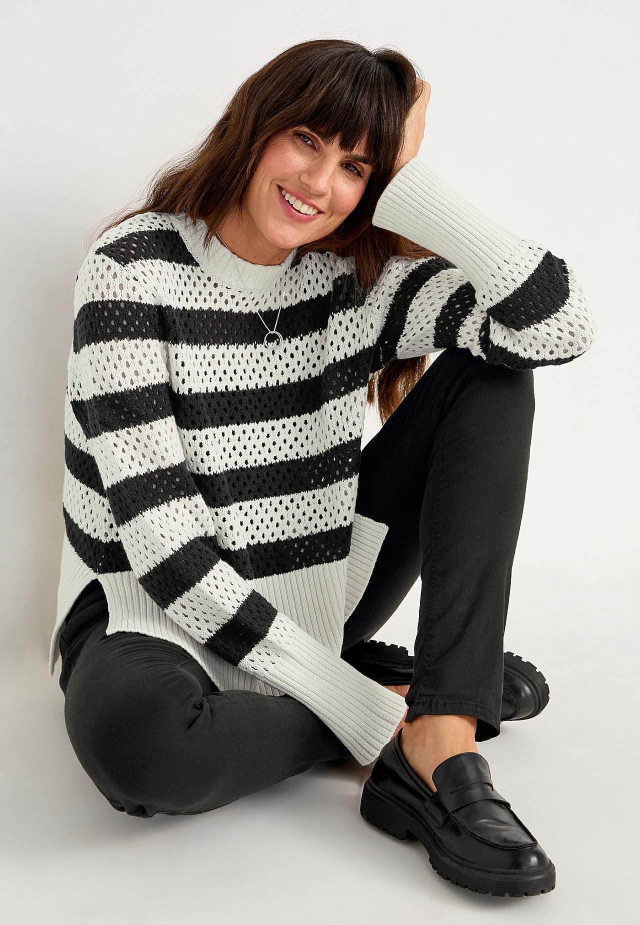 Stitch knit, striped sweater Patricia