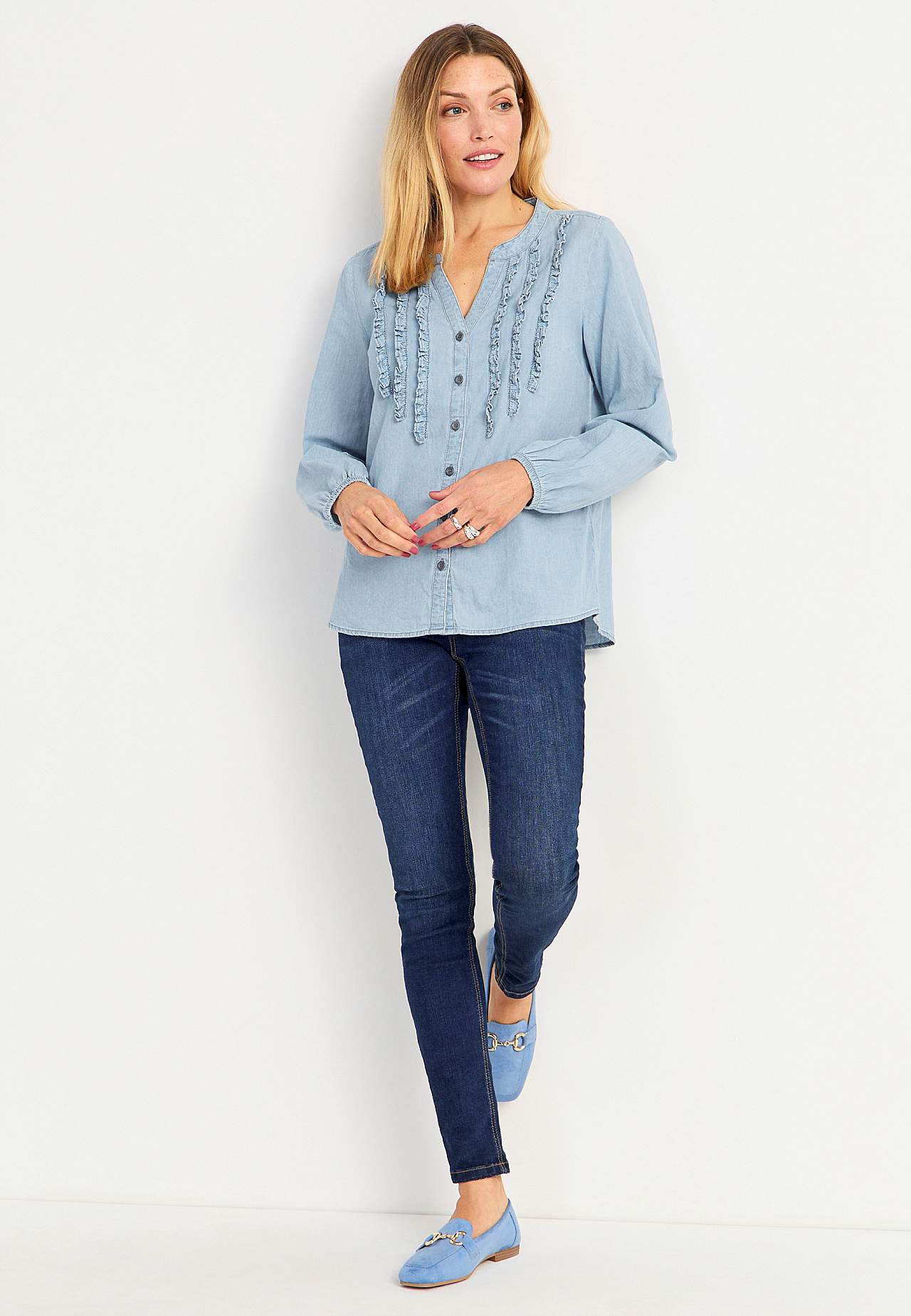 Denim shirt with flounced details Kristin