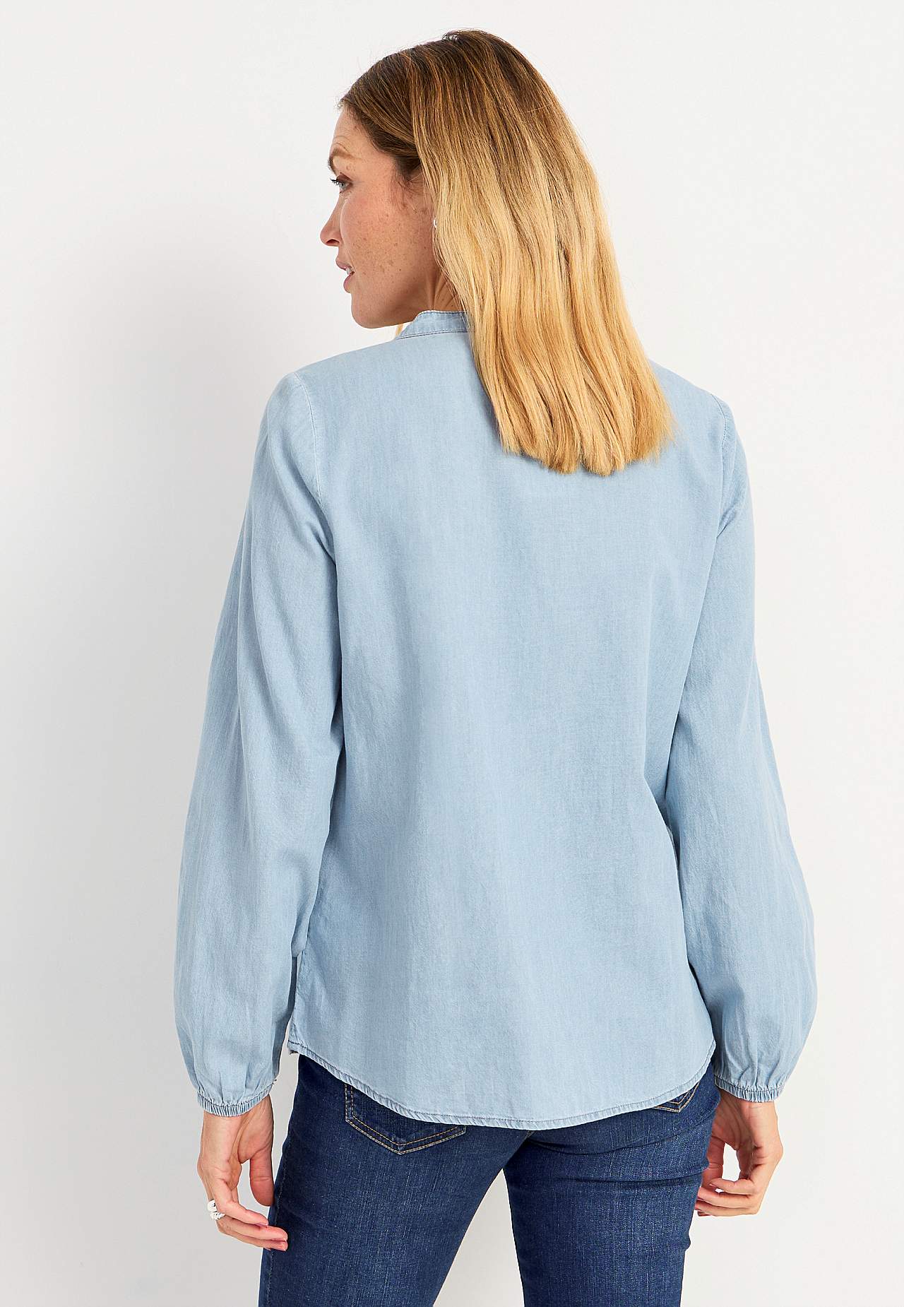 Denim shirt with flounced details Kristin
