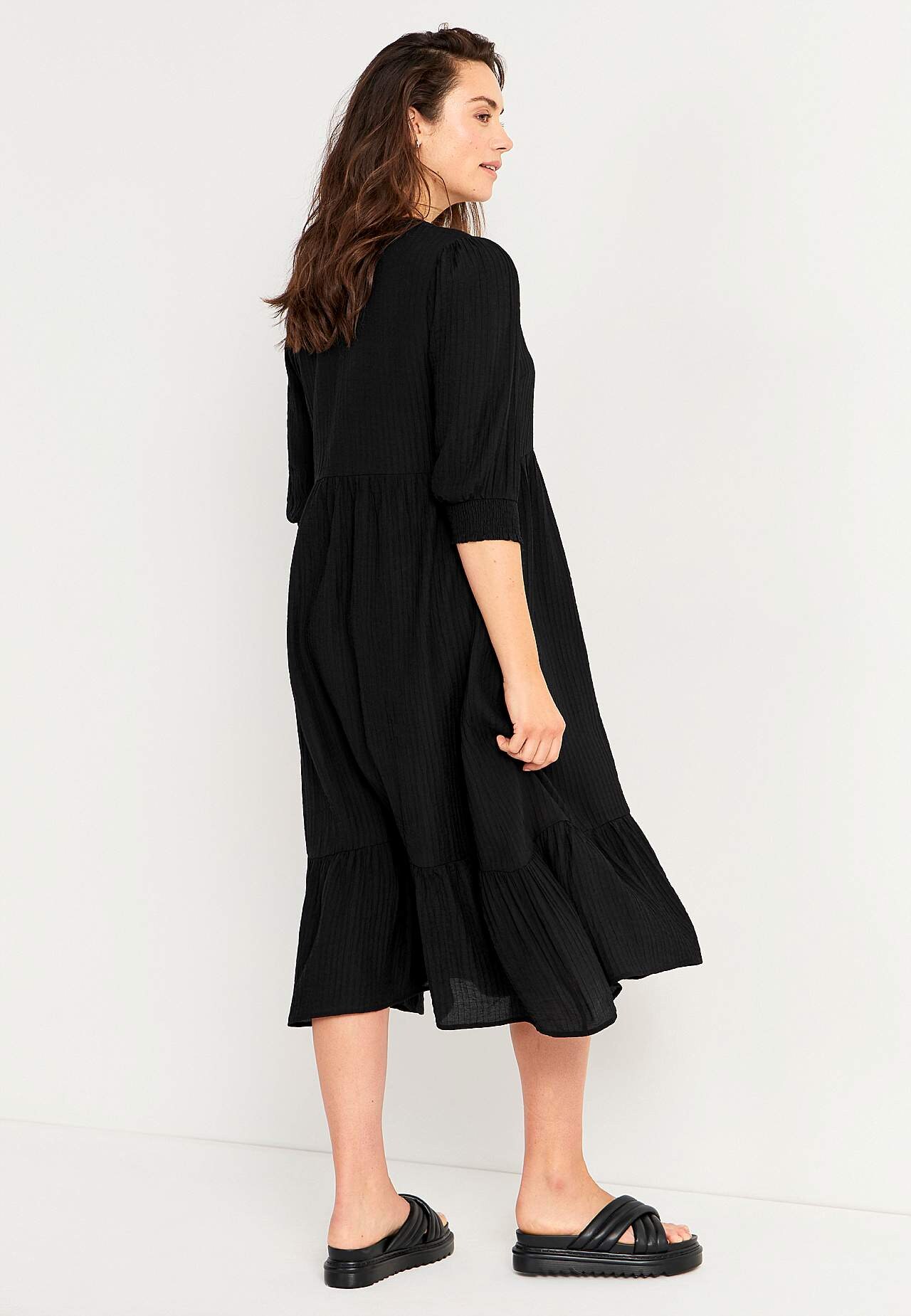 Woven dress with frill