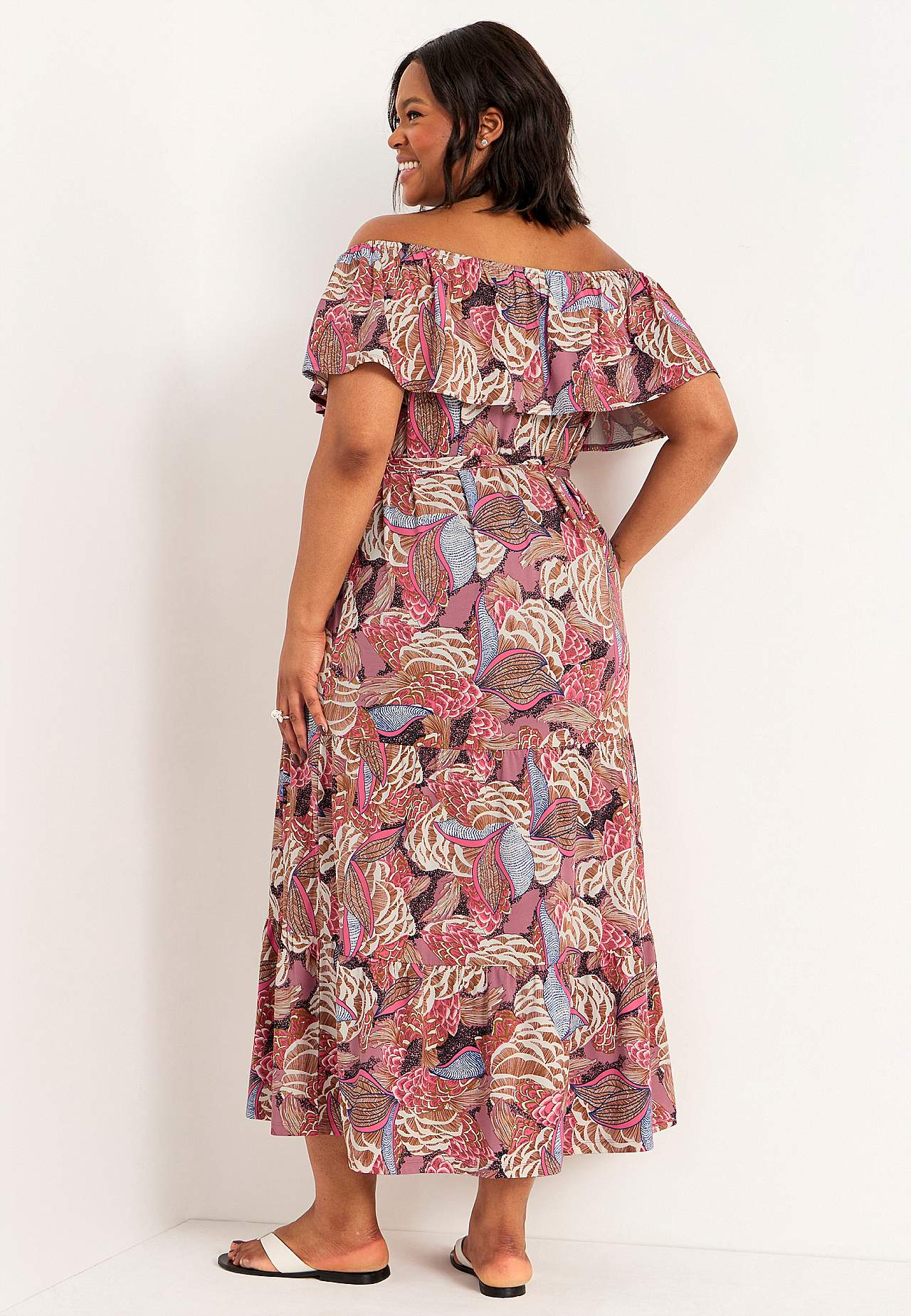 Patterned off-shoulder dress