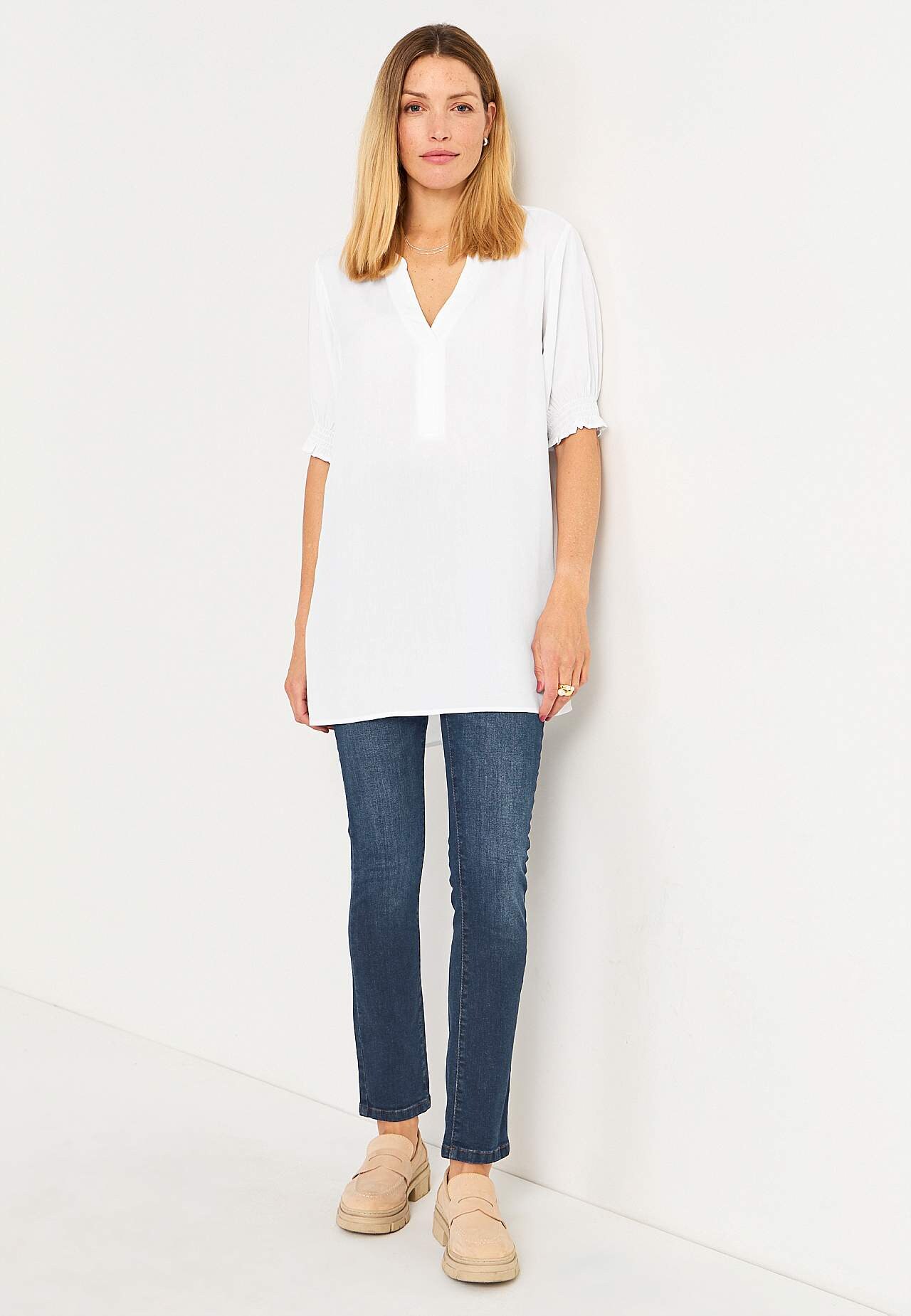 Slim jeans with high rise - three lengths