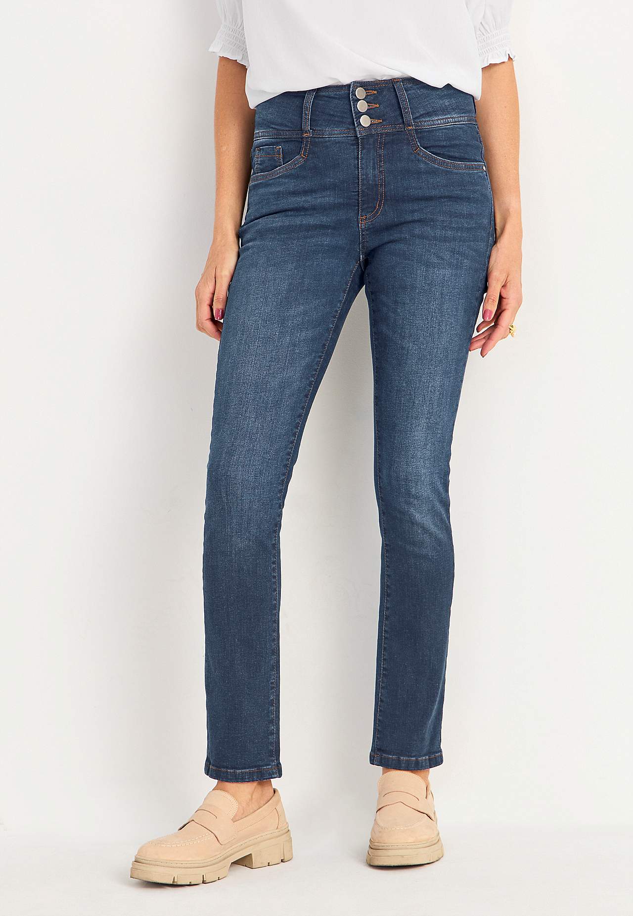 Slim jeans with high rise - three lengths