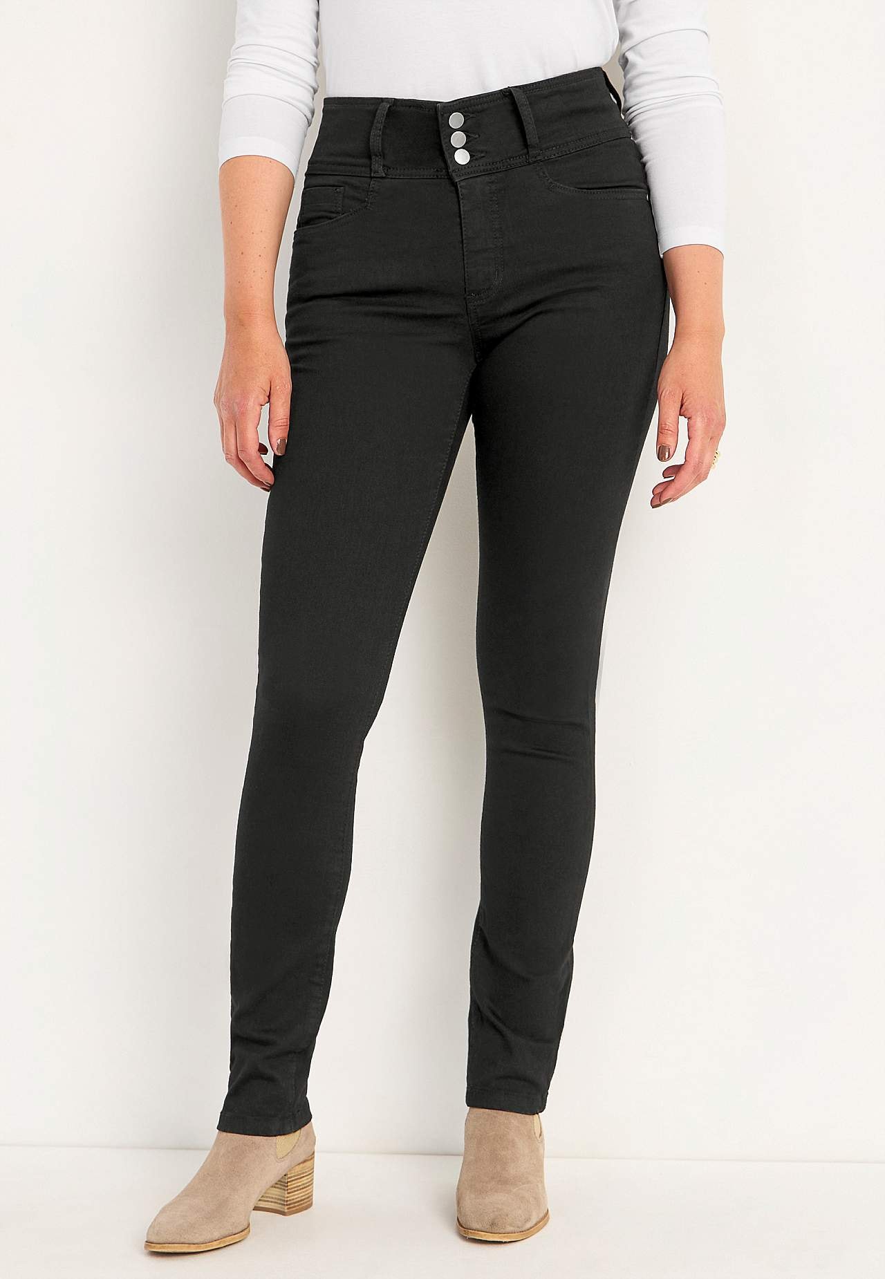 Slim jeans with high rise - three lengths
