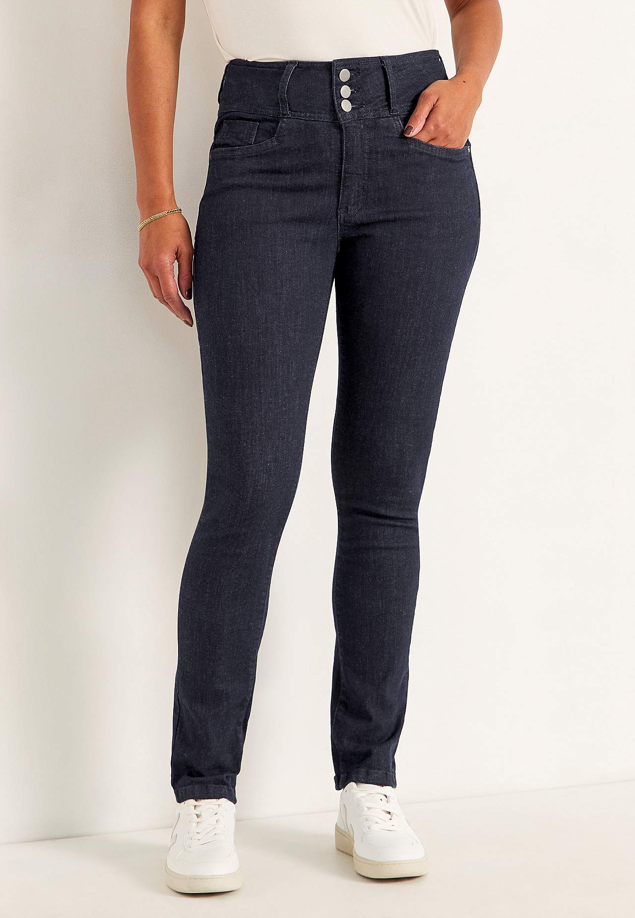 Slim jeans with high rise - three lengths