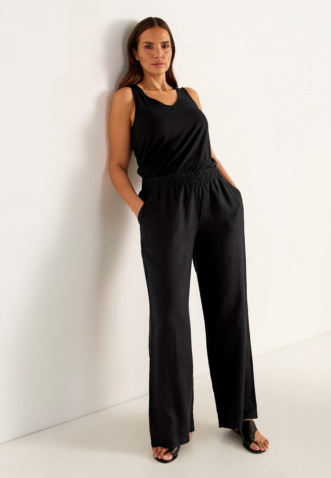 Linen Premium trousers with wide legs