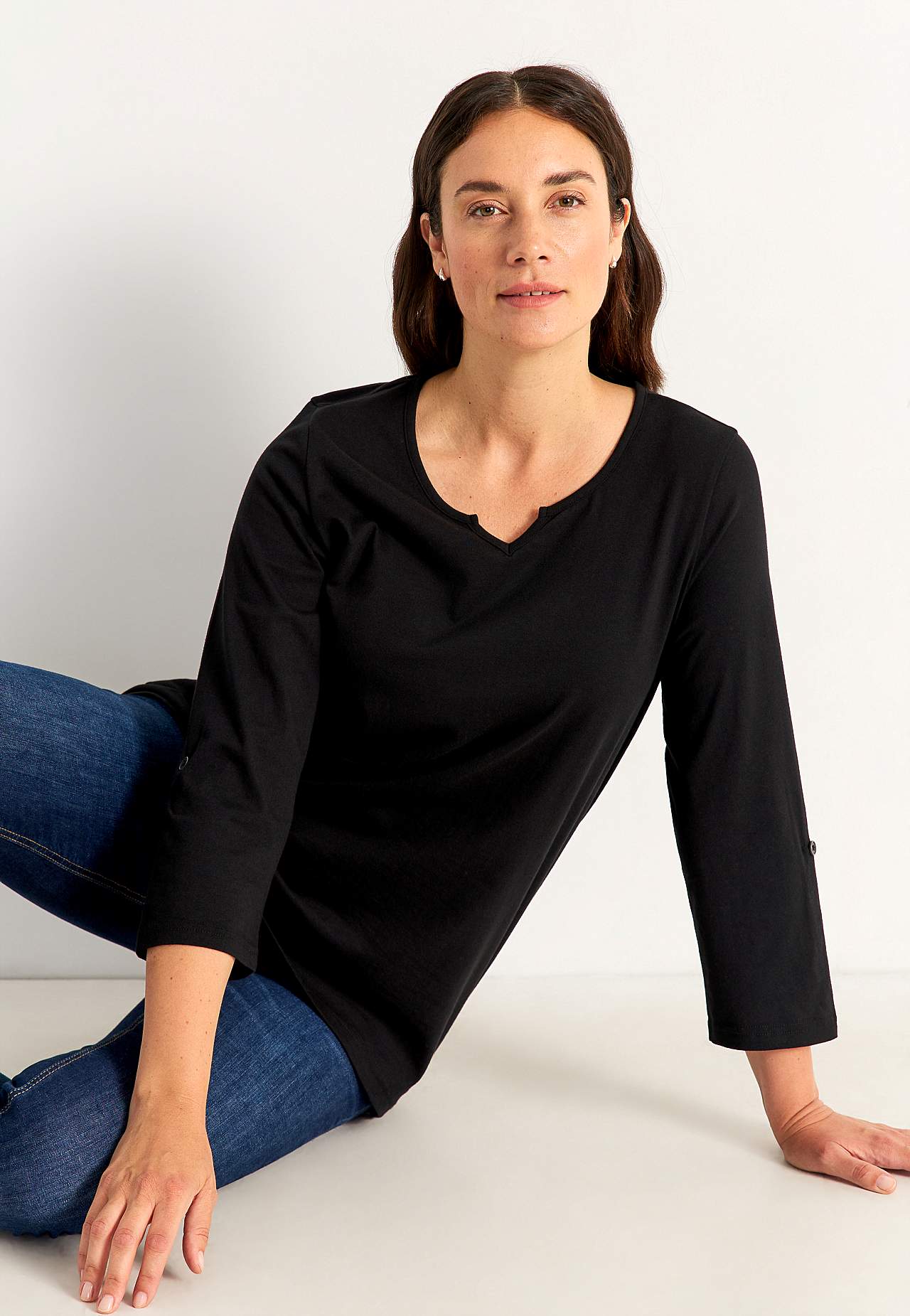 Jersey top with 3/4 length sleeves