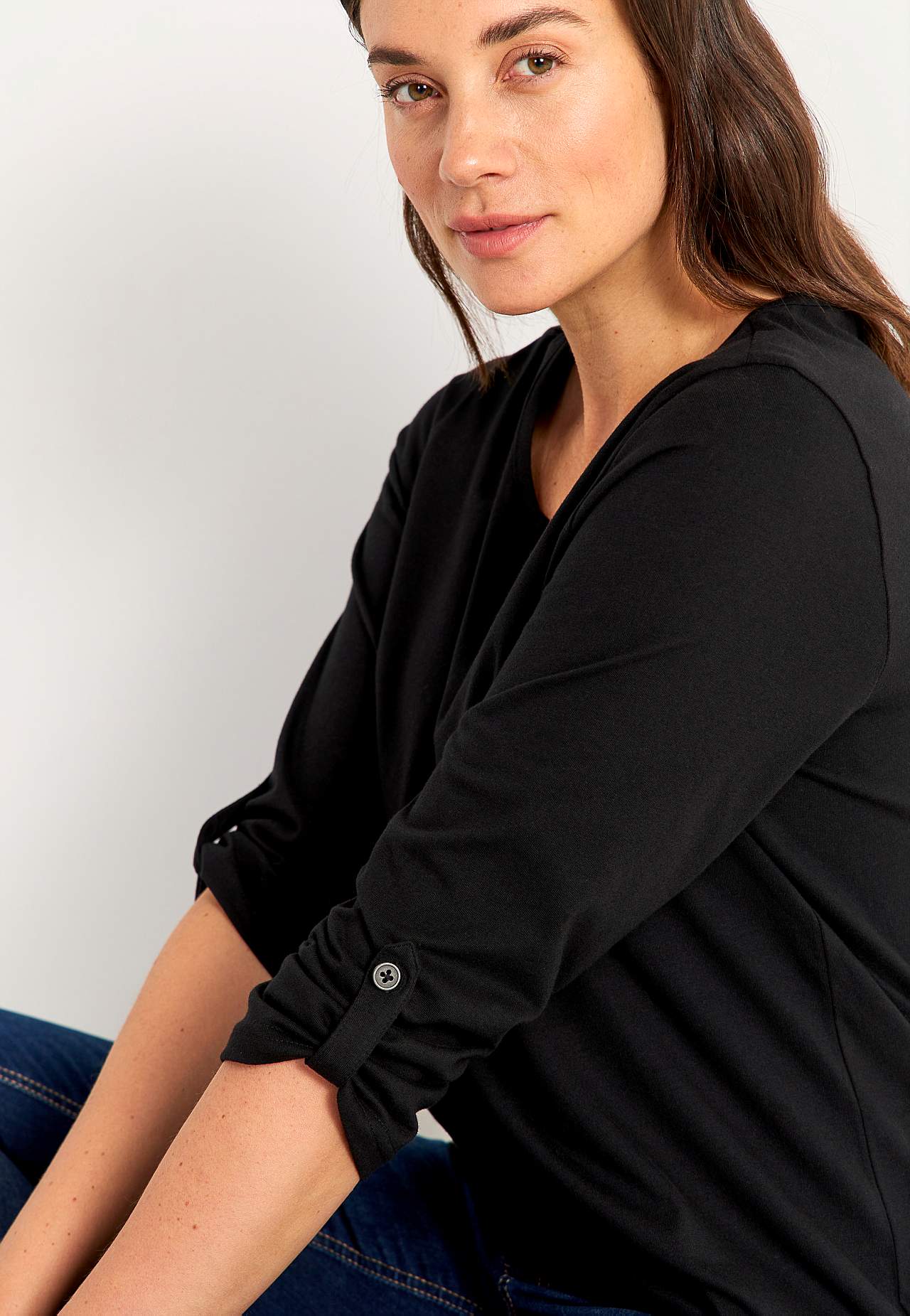 Jersey top with 3/4 length sleeves
