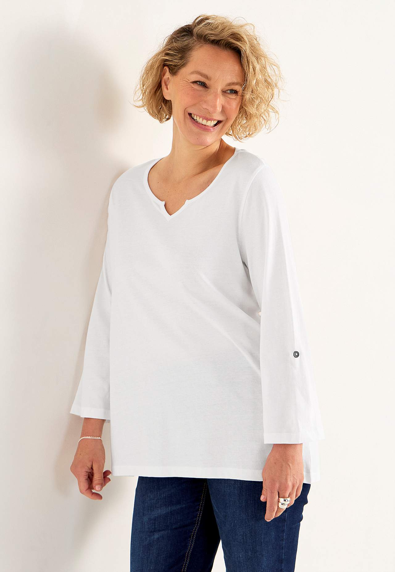 Jersey top with 3/4 length sleeves