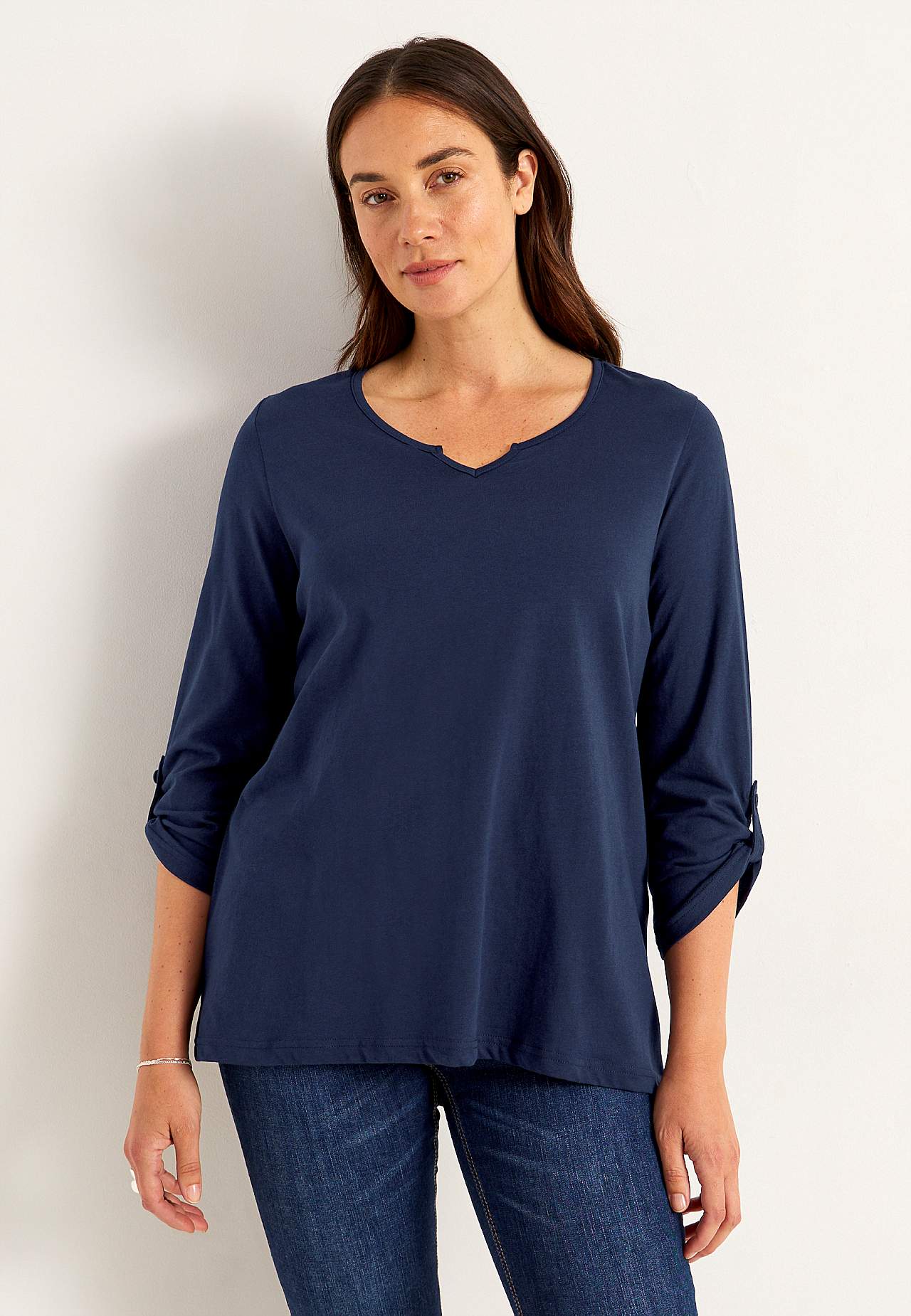 Jersey top with 3/4 length sleeves
