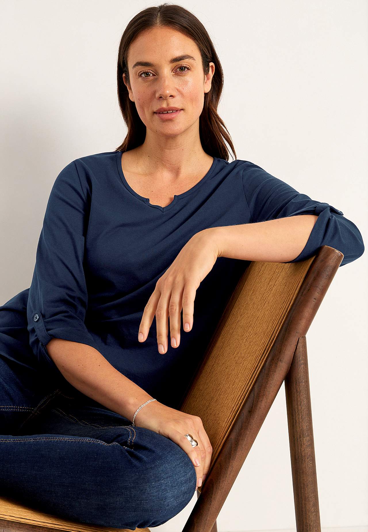 Jersey top with 3/4 length sleeves