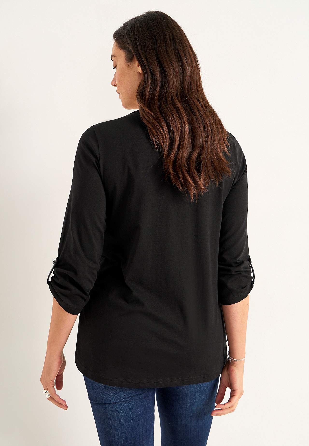 Jersey top with 3/4 length sleeves