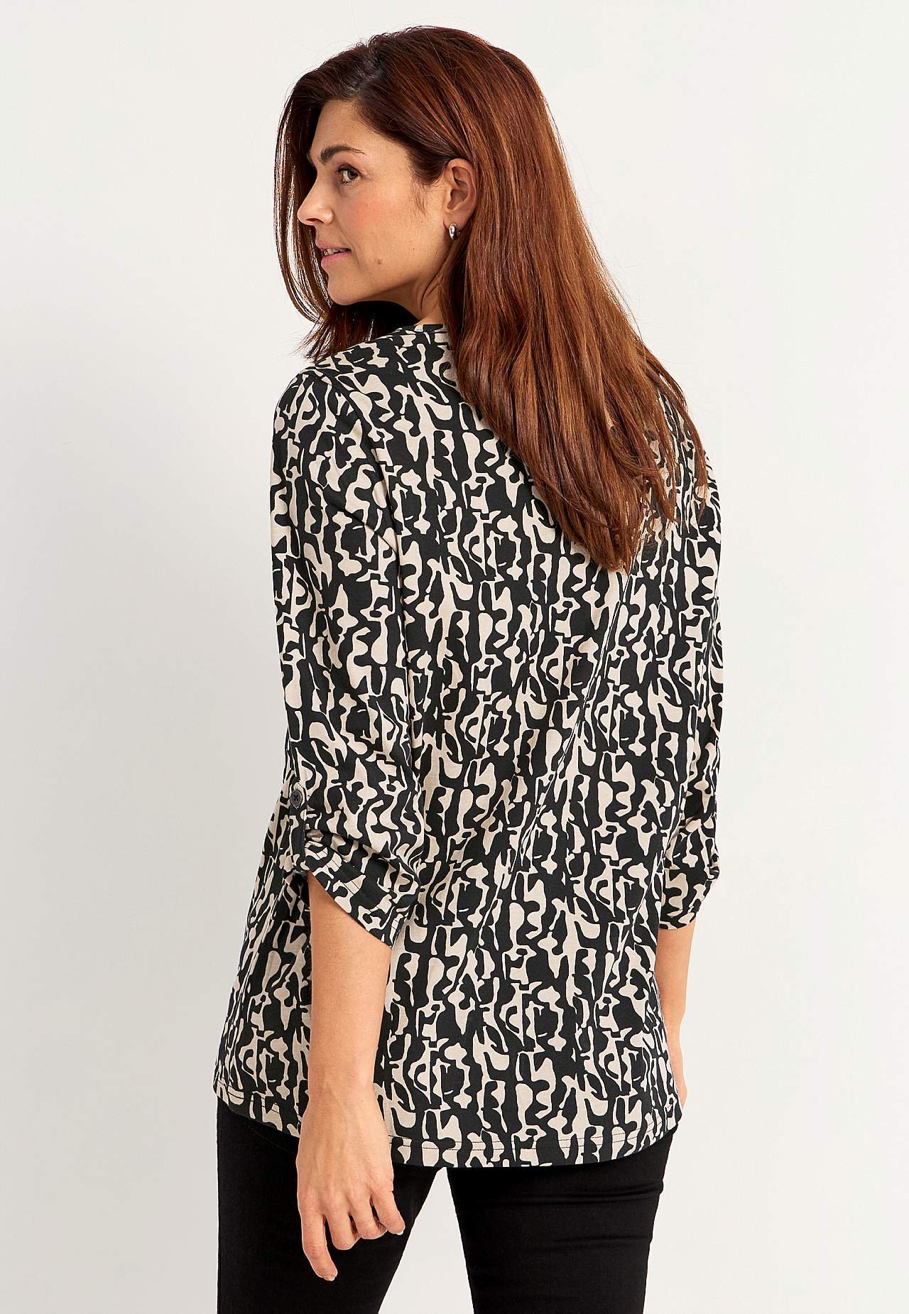 Jersey top with 3/4 length sleeves