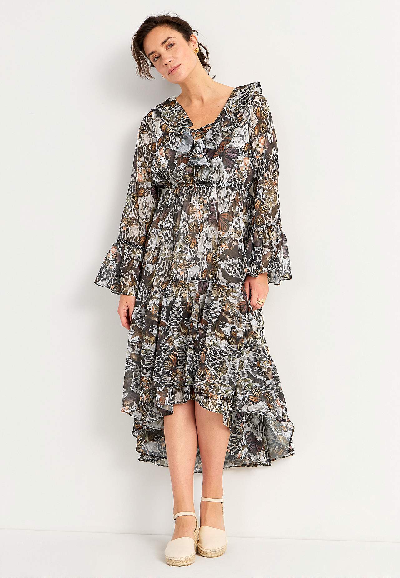 Patterned chiffon dress