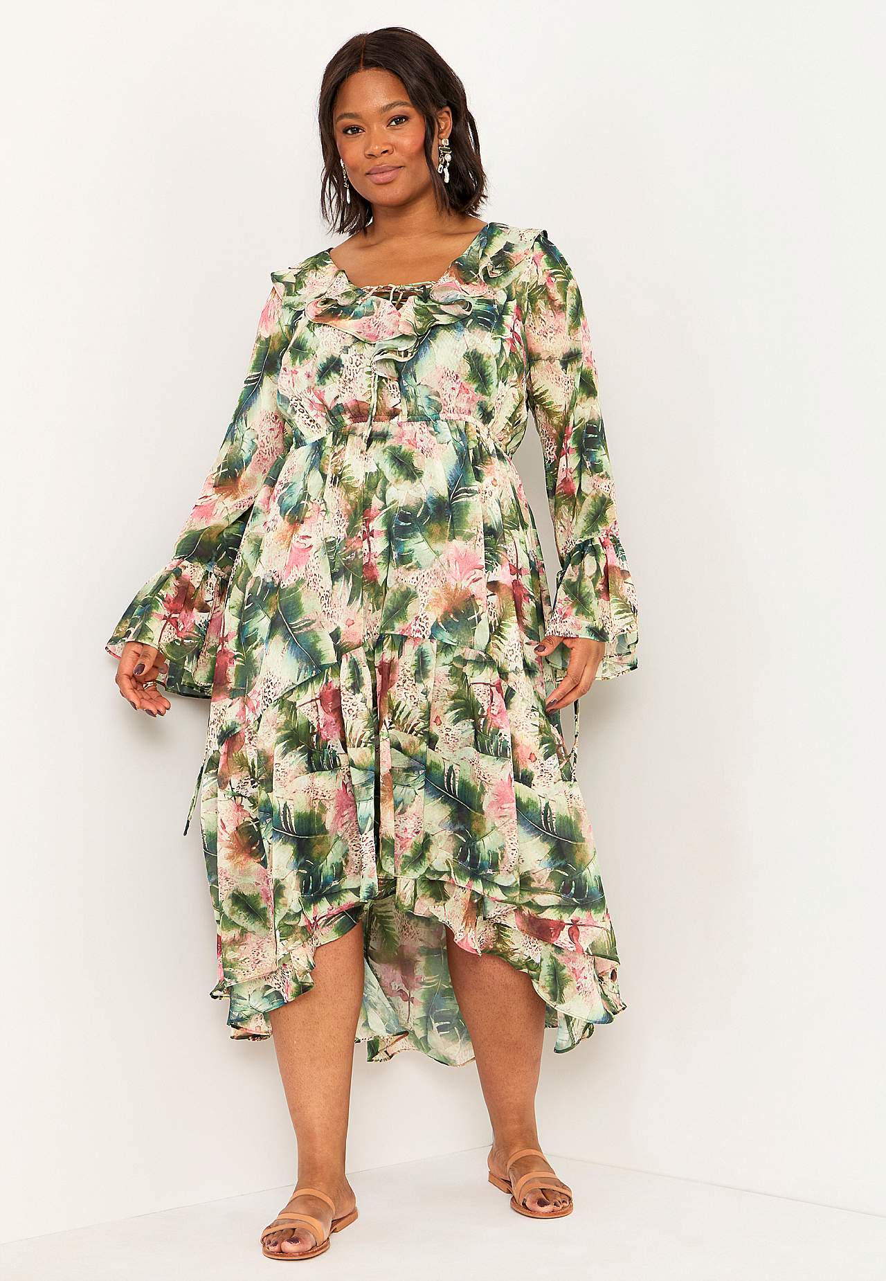 Patterned chiffon dress