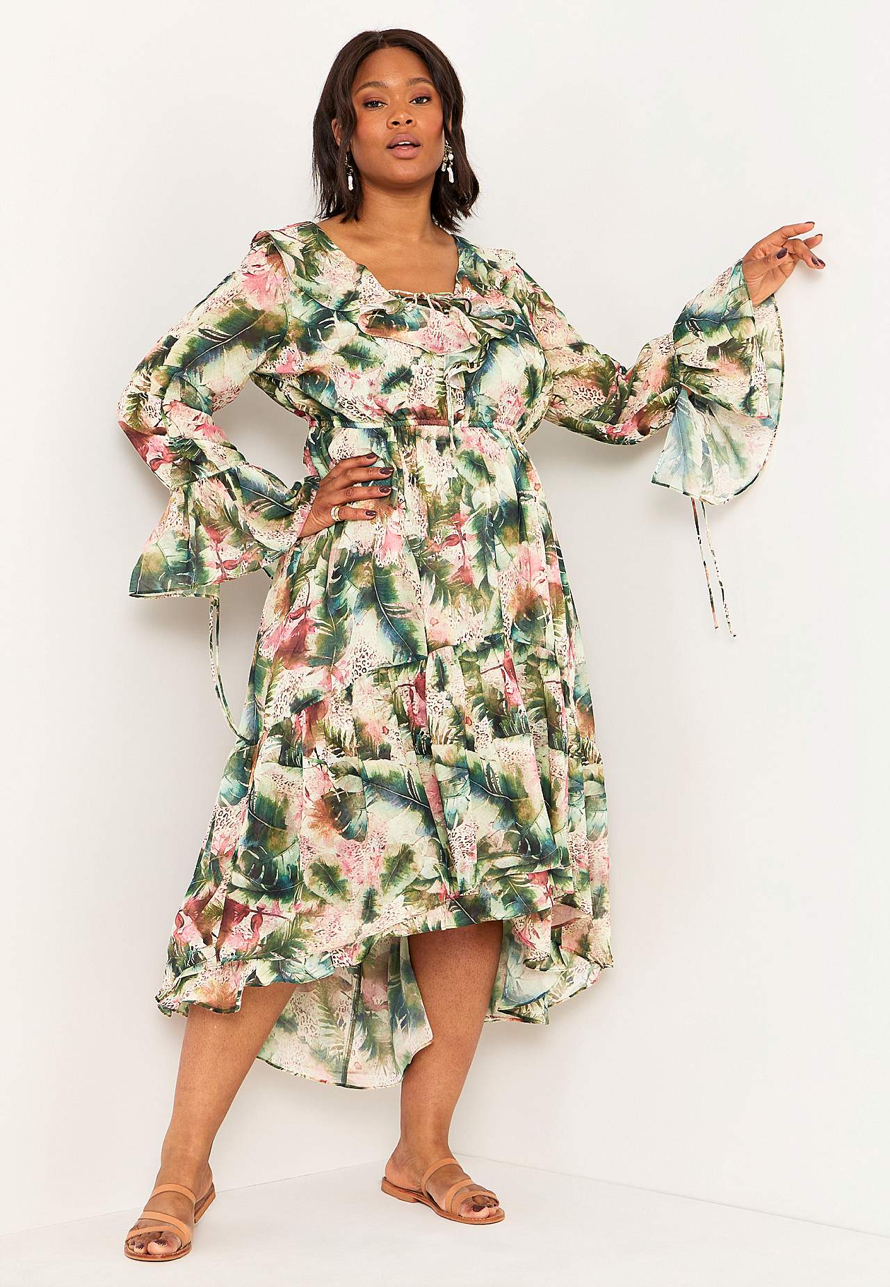 Patterned chiffon dress