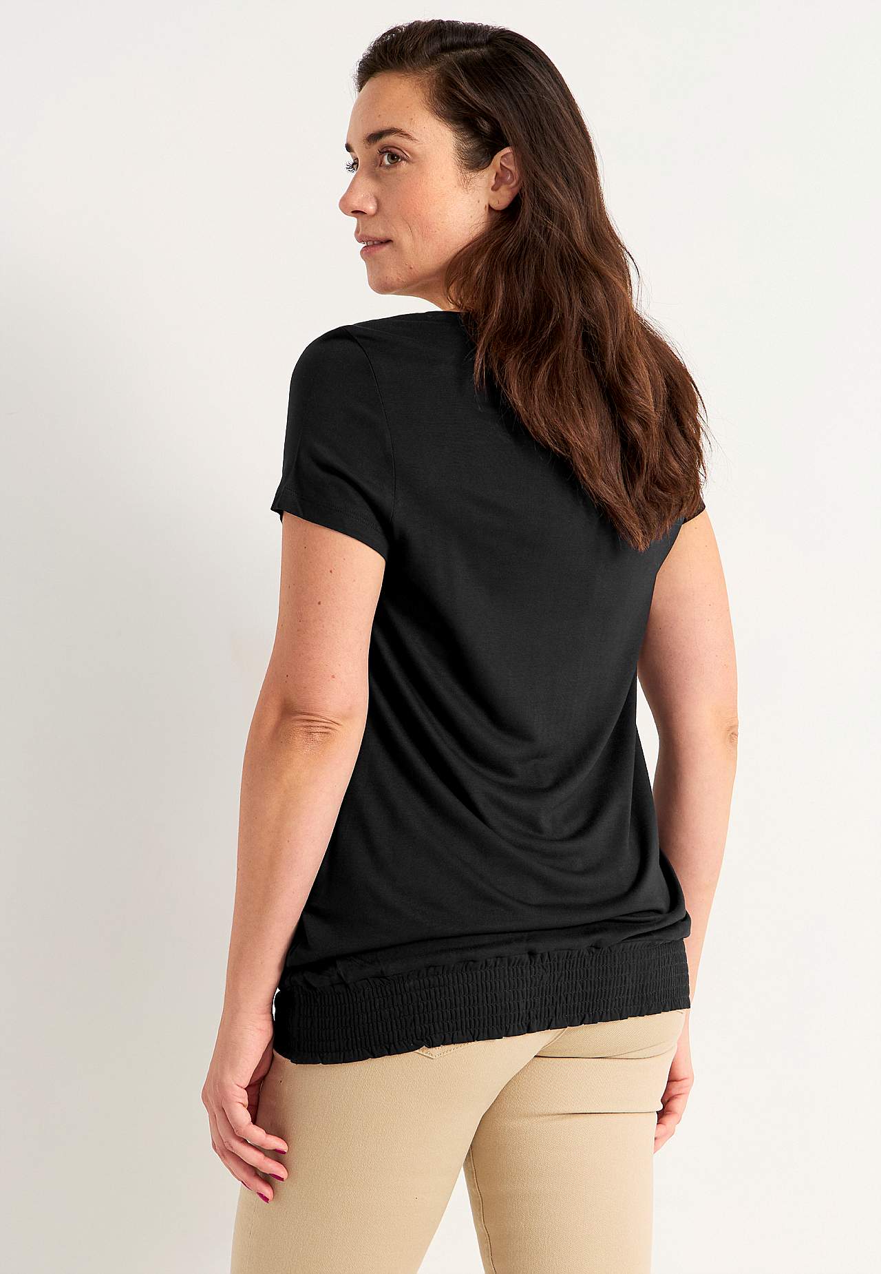 Jersey top with smocking