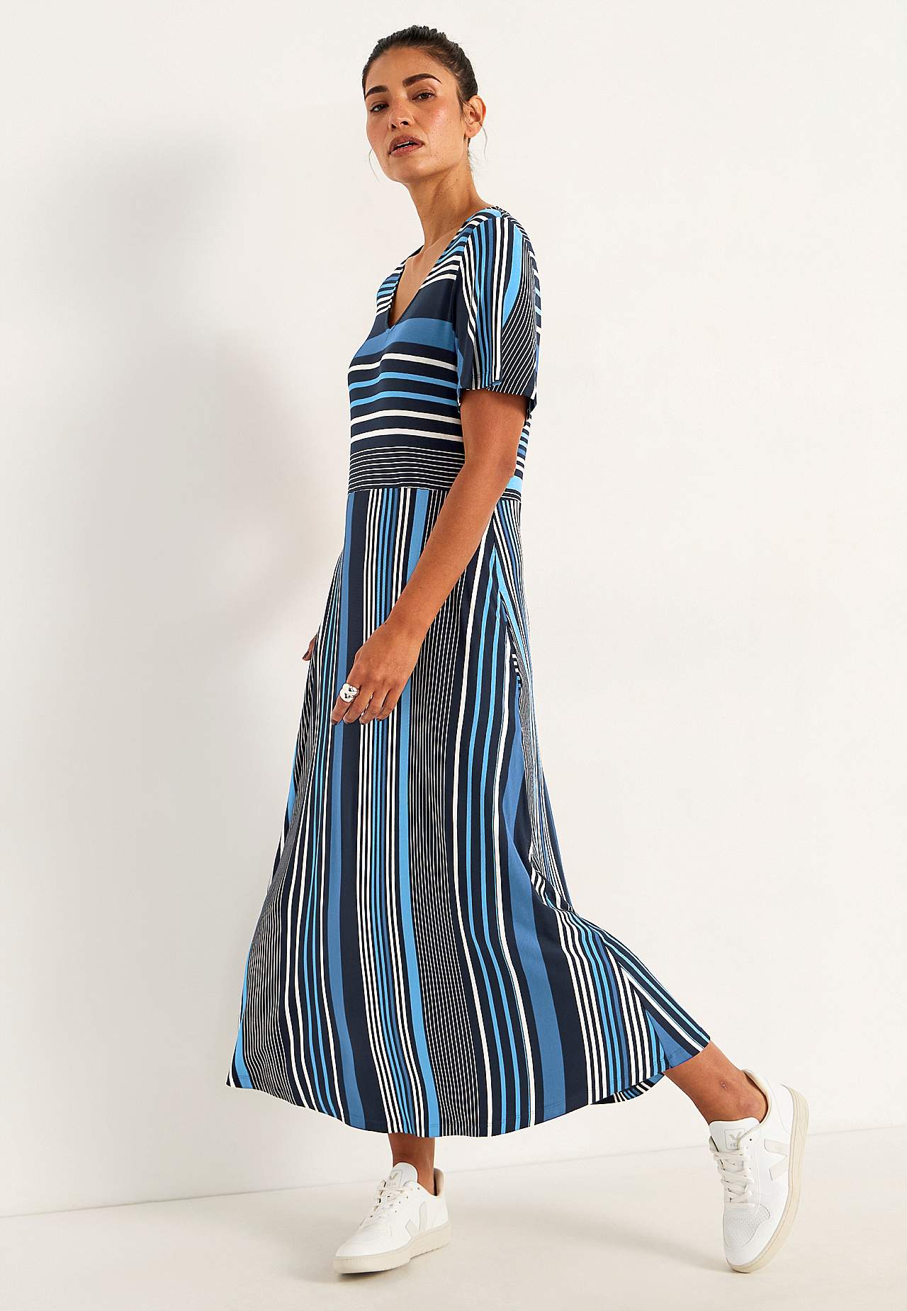 Striped viscose dress