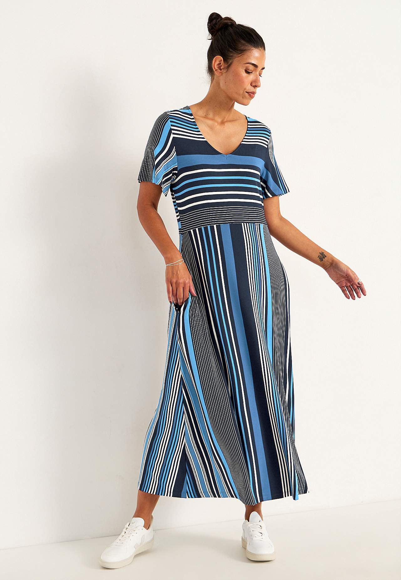 Striped viscose dress