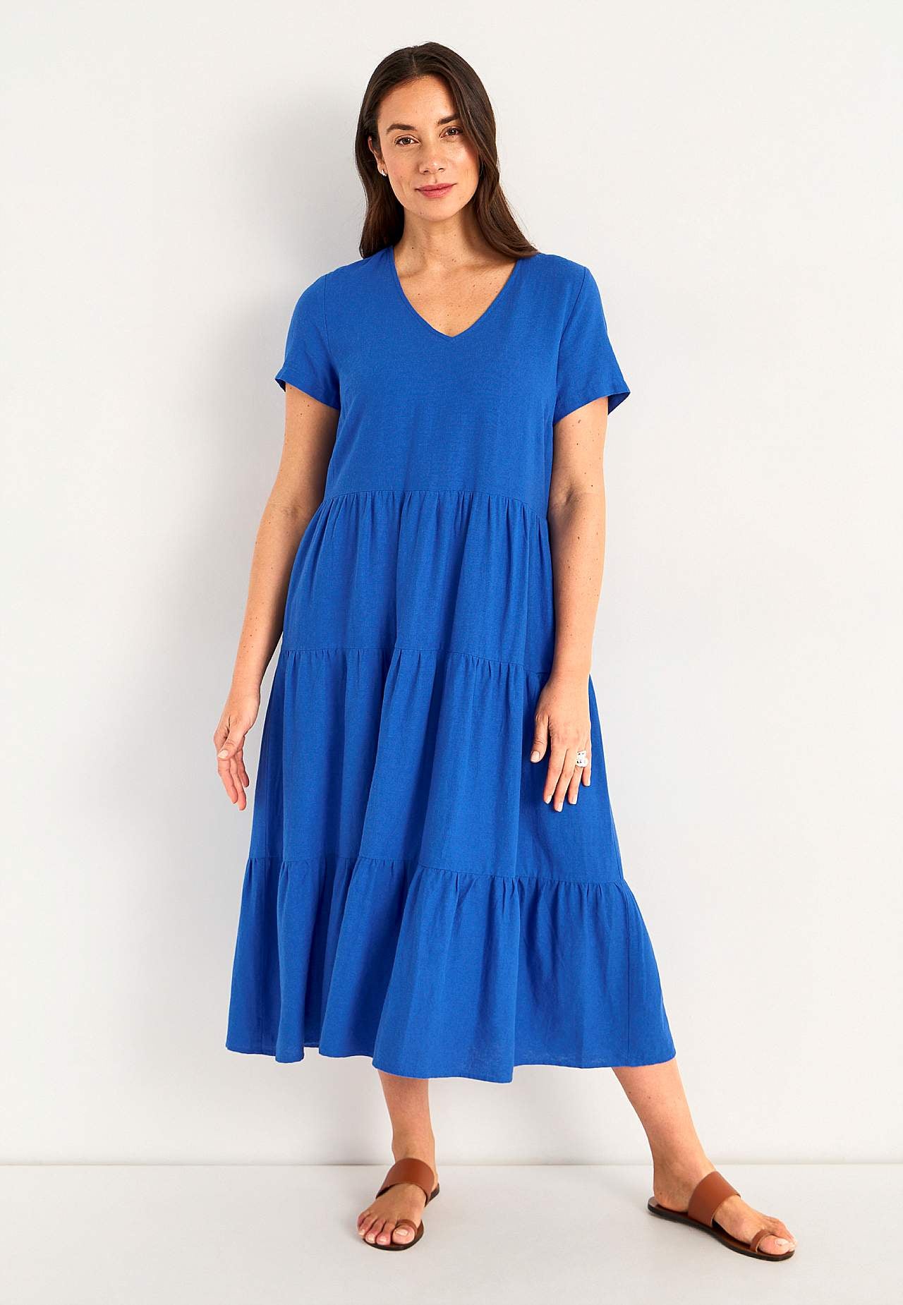 Linen dress with frills
