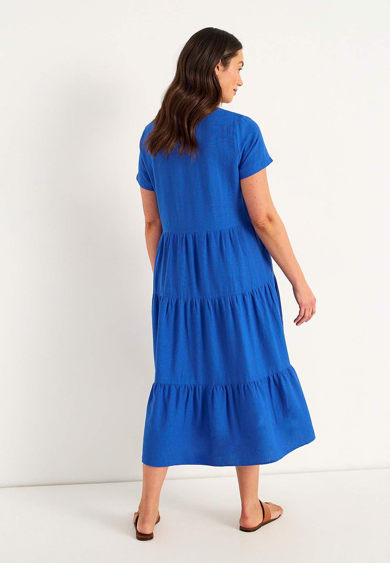 Linen dress with frills
