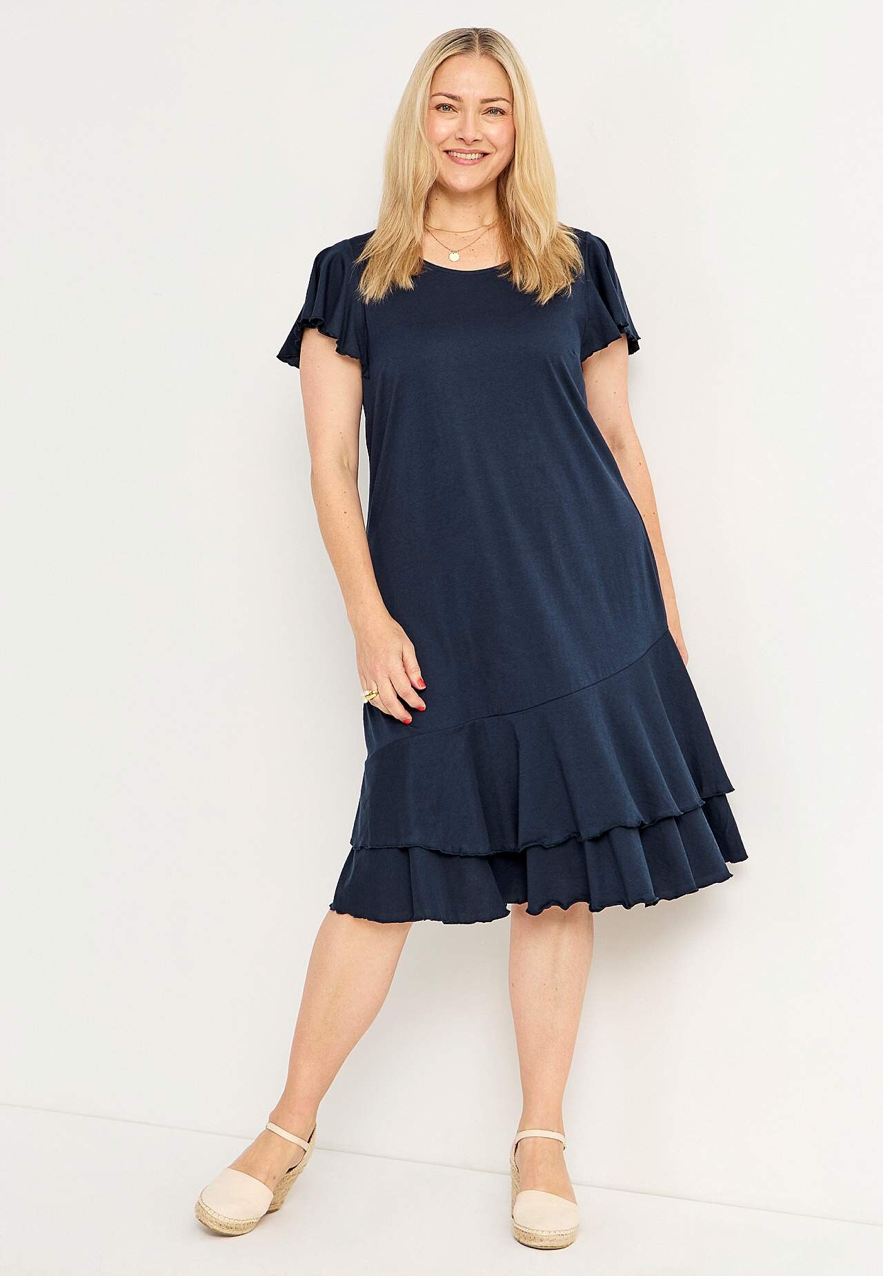 Jersey dress with frills