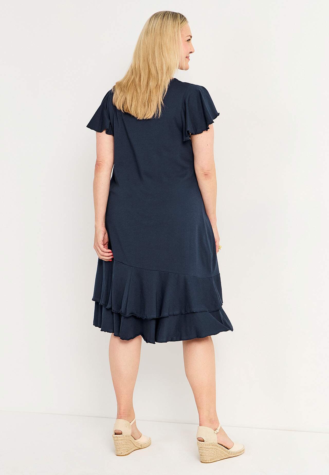 Jersey dress with frills