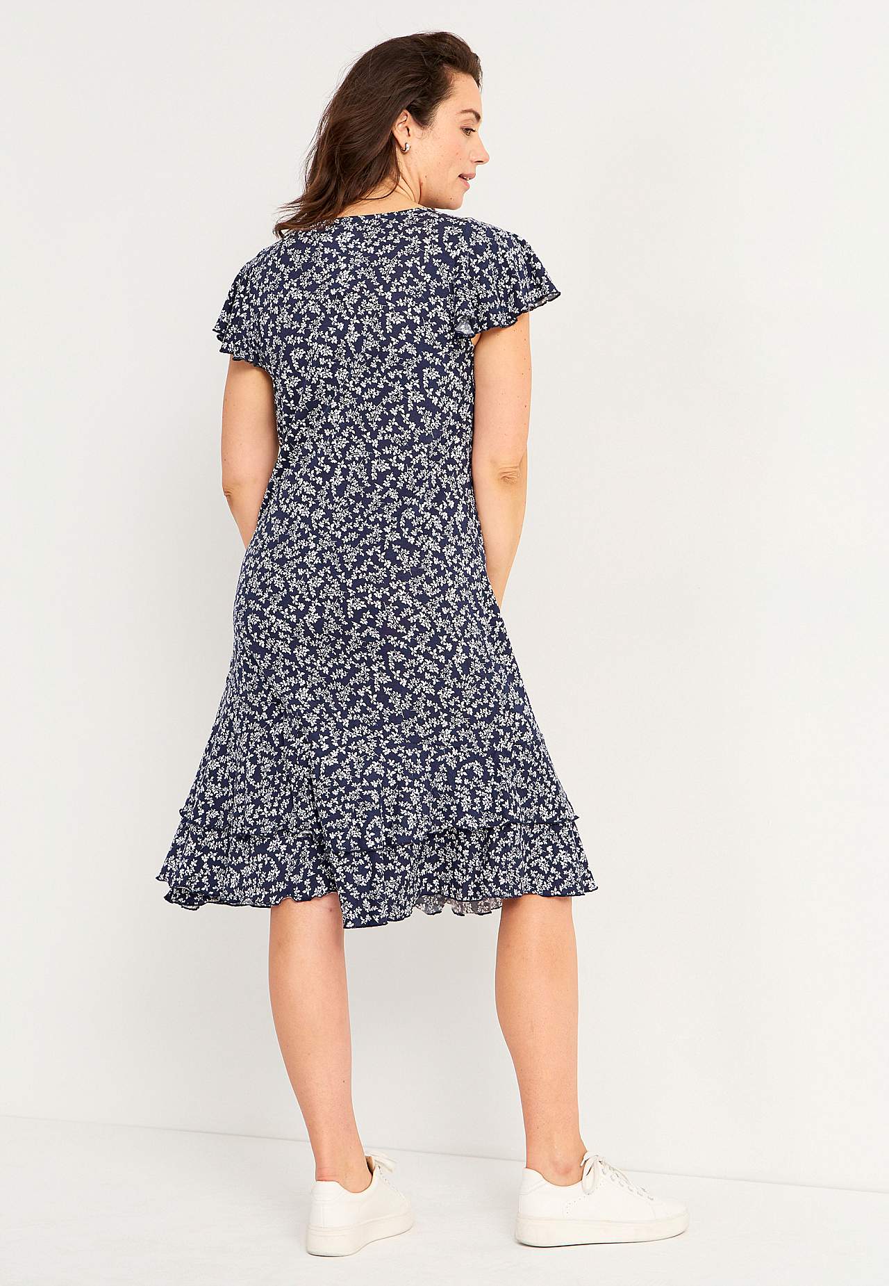 Jersey dress with frills