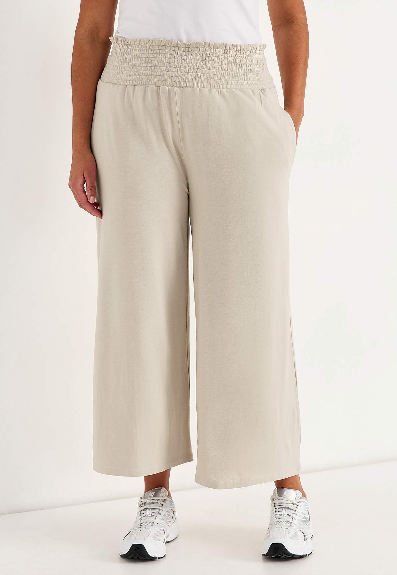 Soft jersey pants with smocked elasticized waist Liv