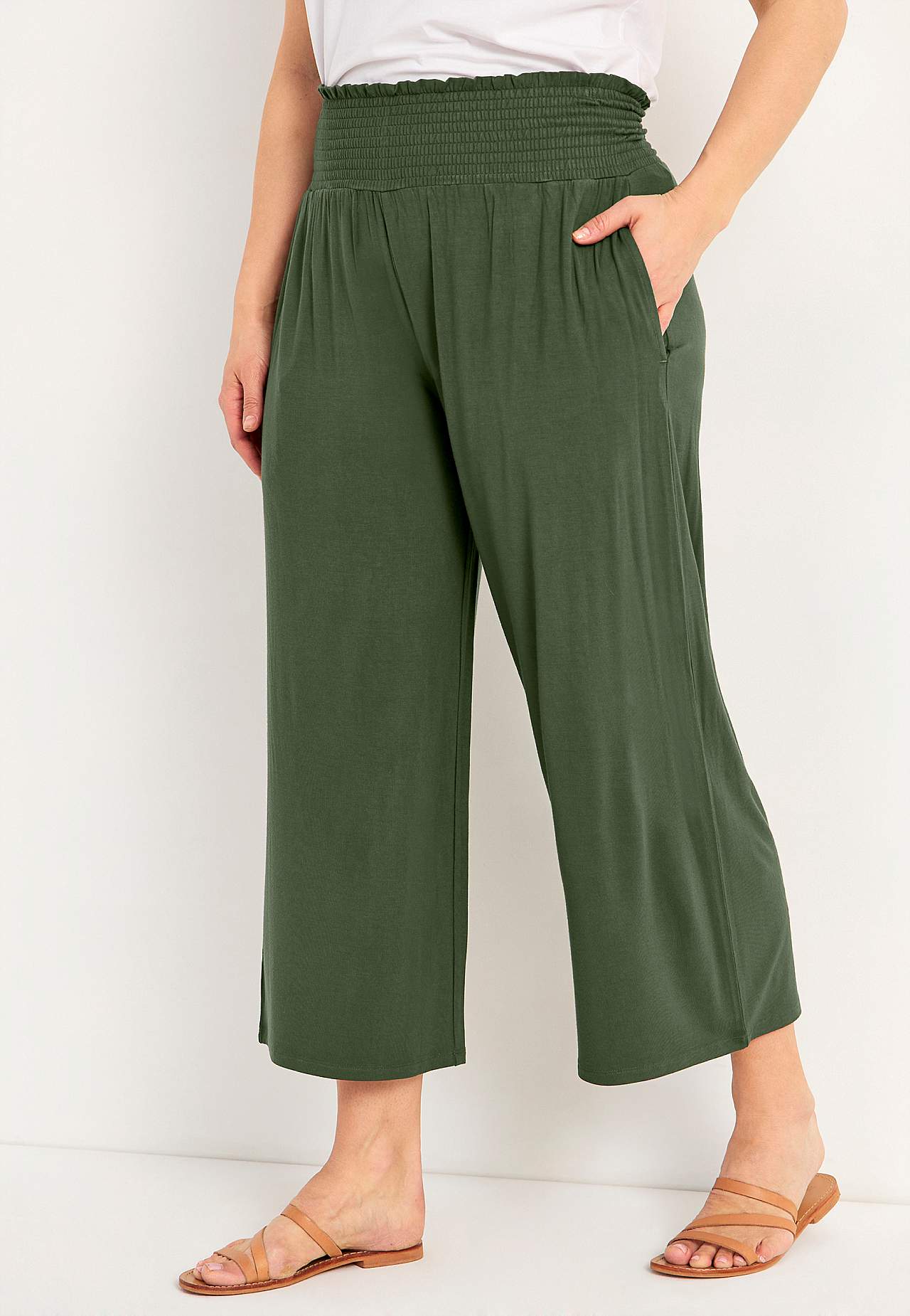 Soft jersey pants with smocked elasticized waist Liv