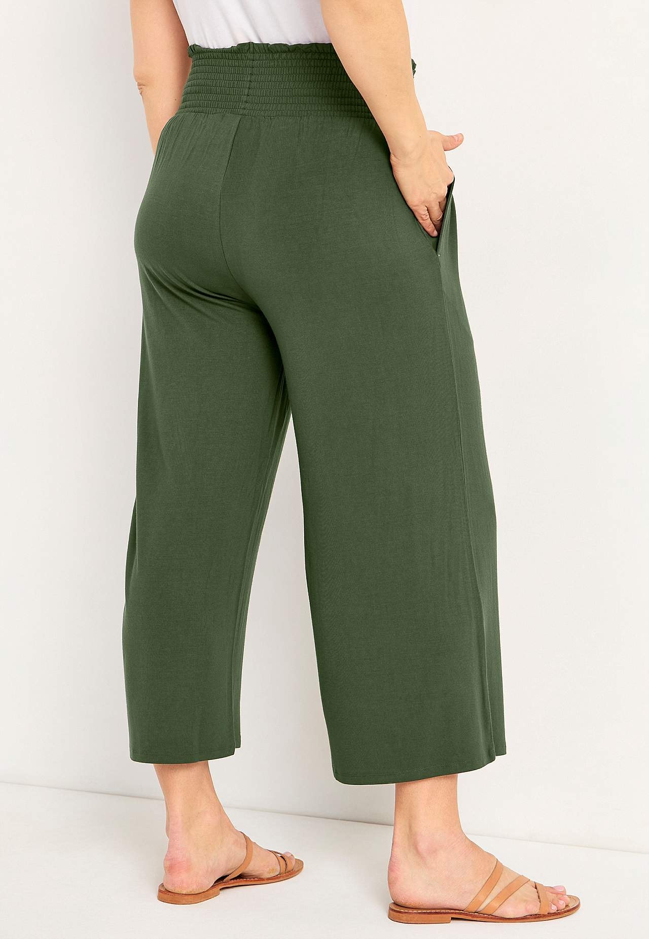 Soft jersey pants with smocked elasticized waist Liv