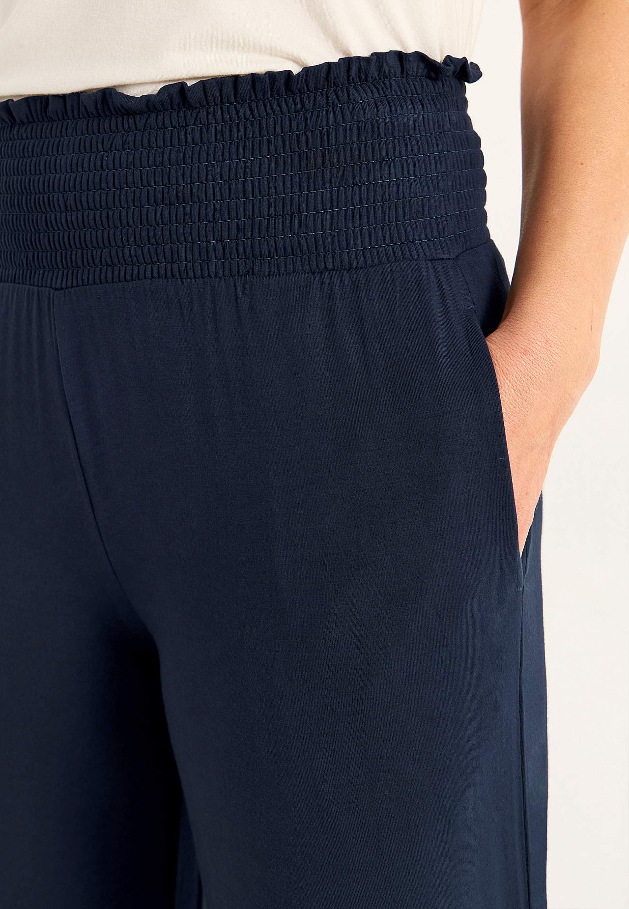 Soft jersey pants with smocked elasticized waist Liv