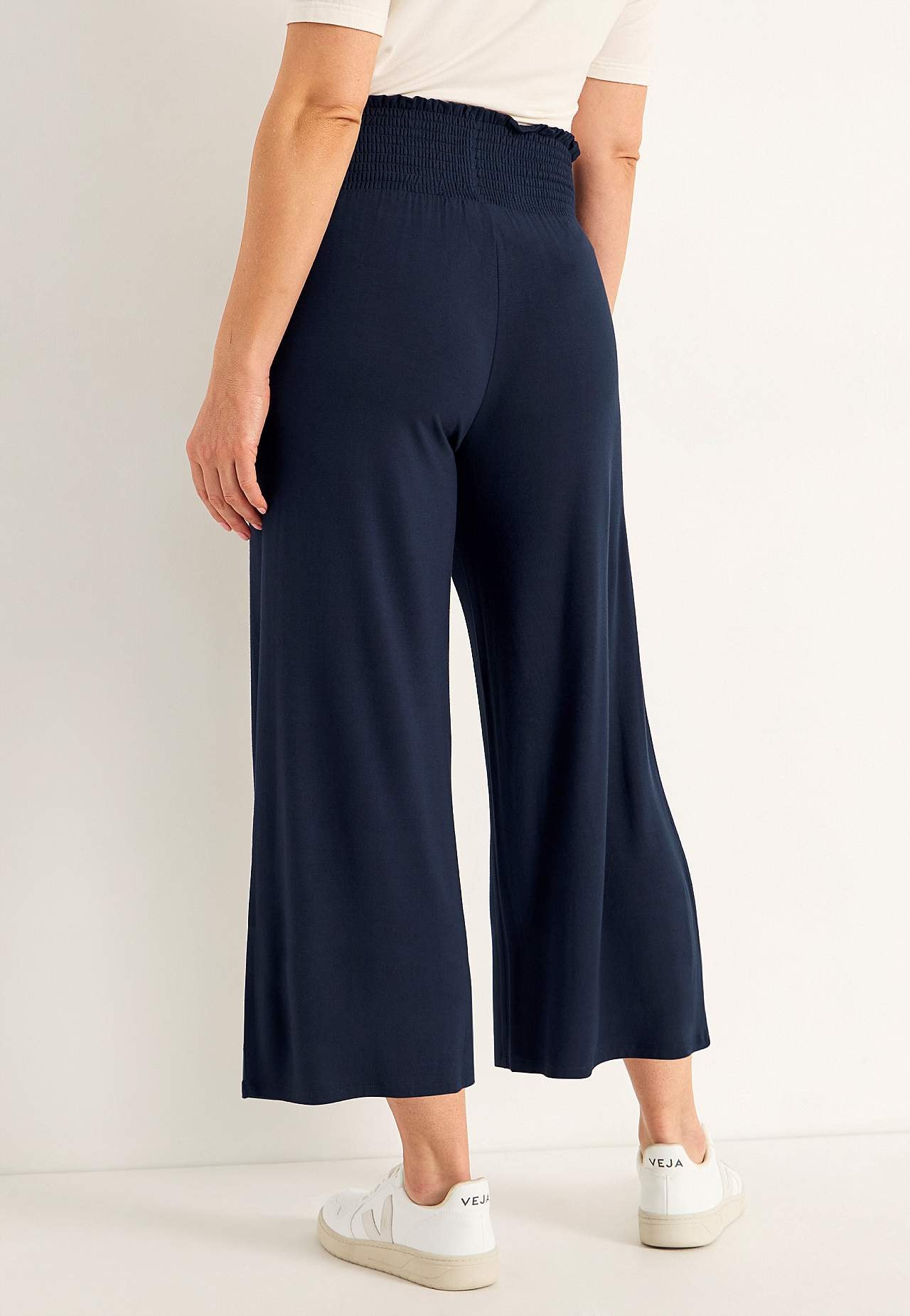 Soft jersey pants with smocked elasticized waist Liv