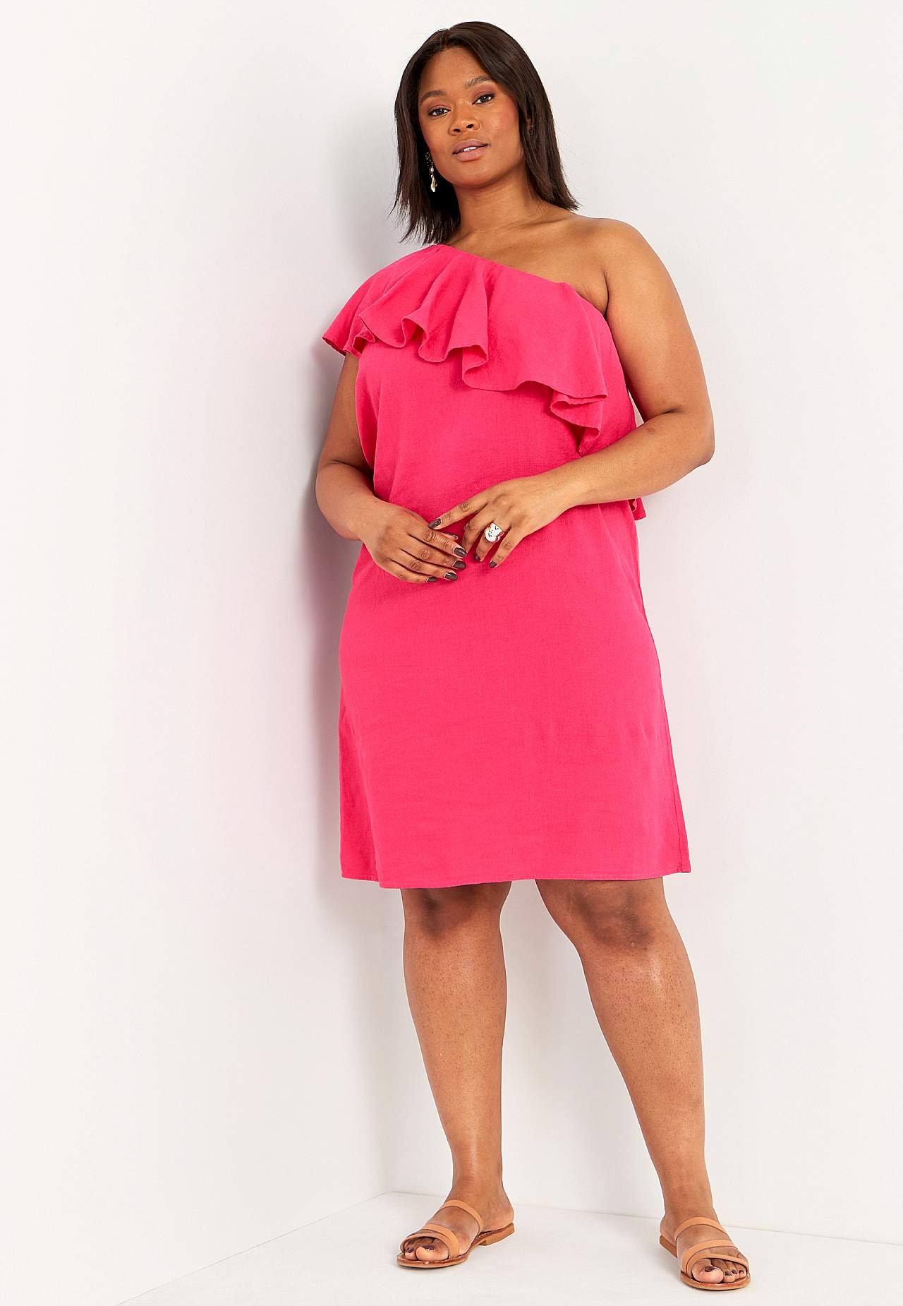 Asymmetric linen dress