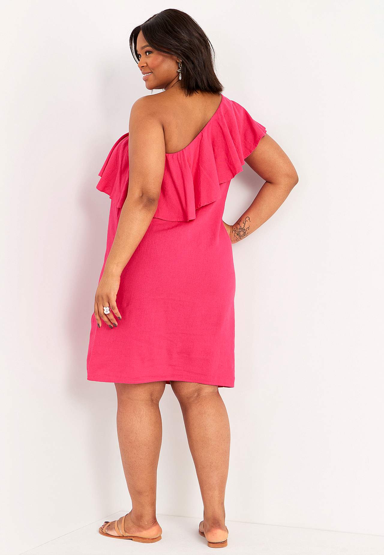 Asymmetric linen dress