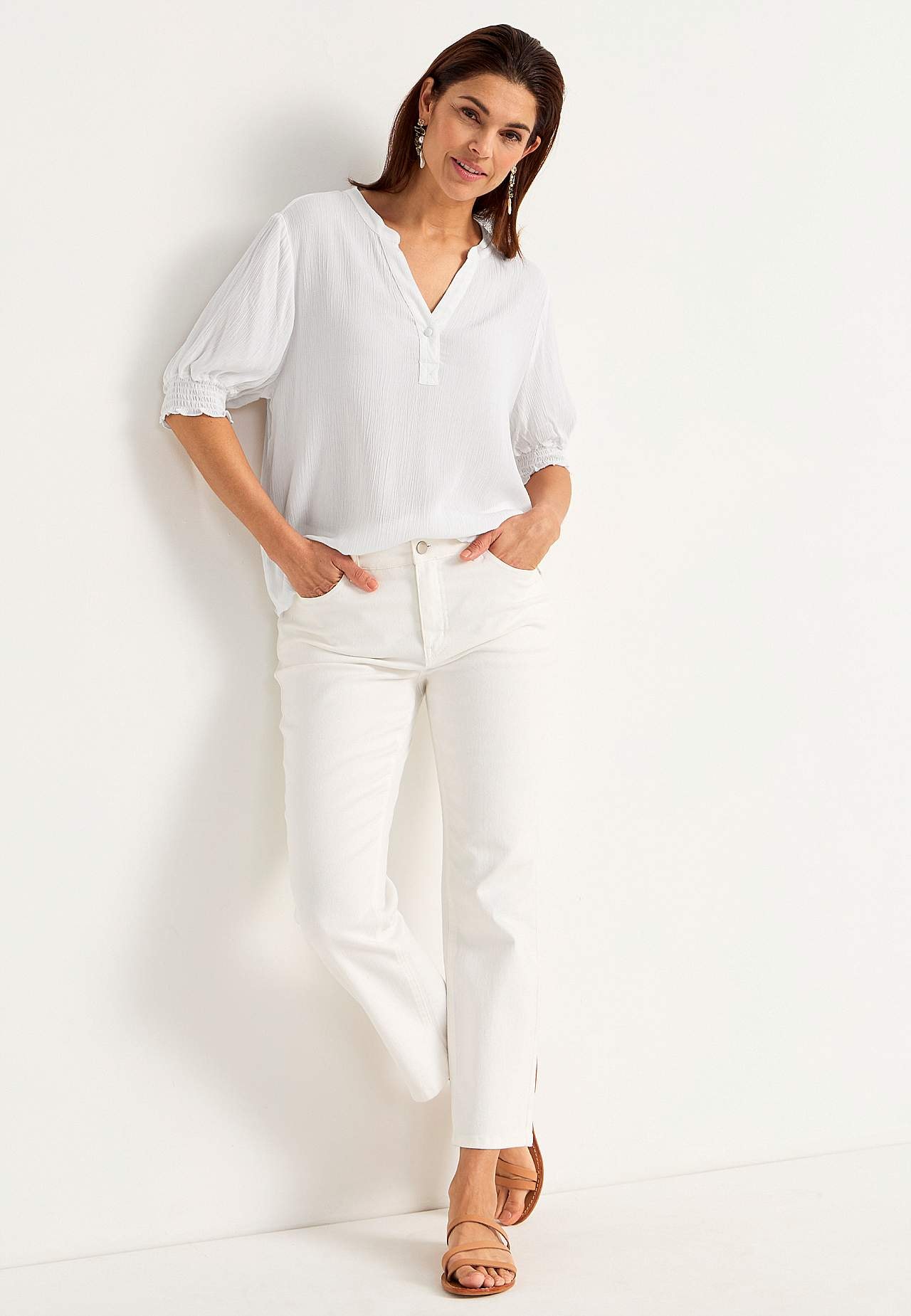 Crepe blouse with smocking