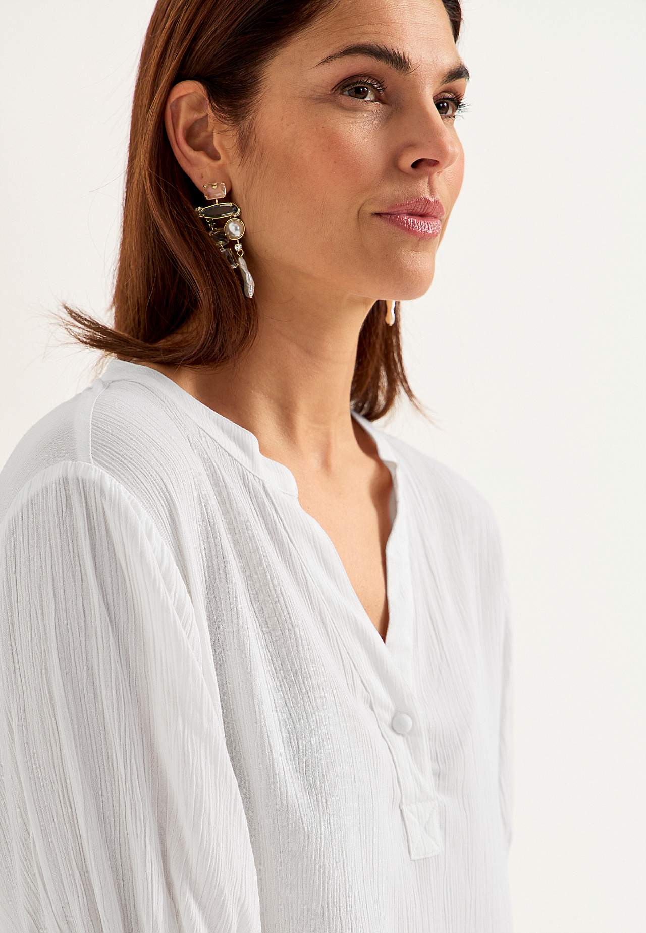 Crepe blouse with smocking