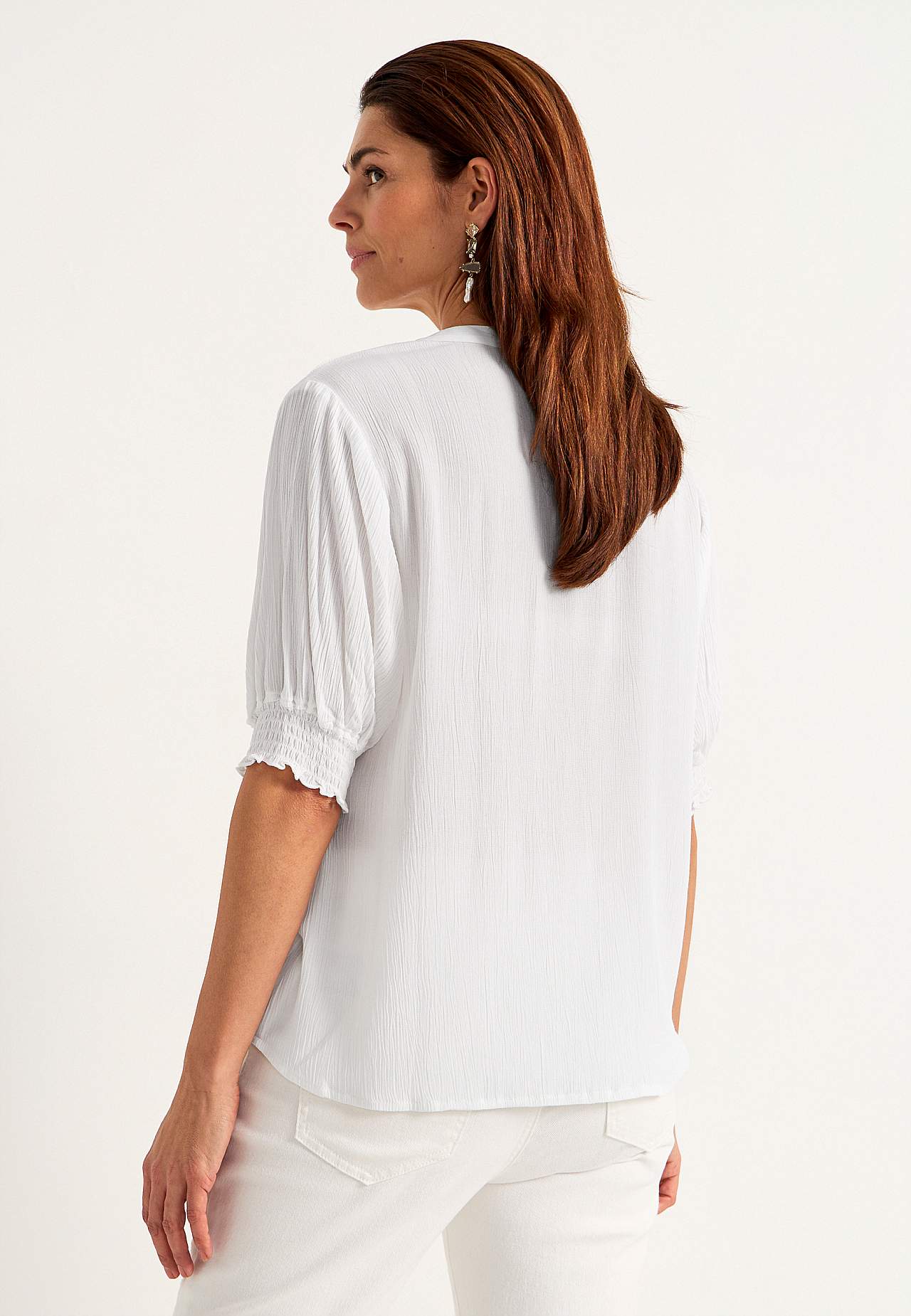 Crepe blouse with smocking