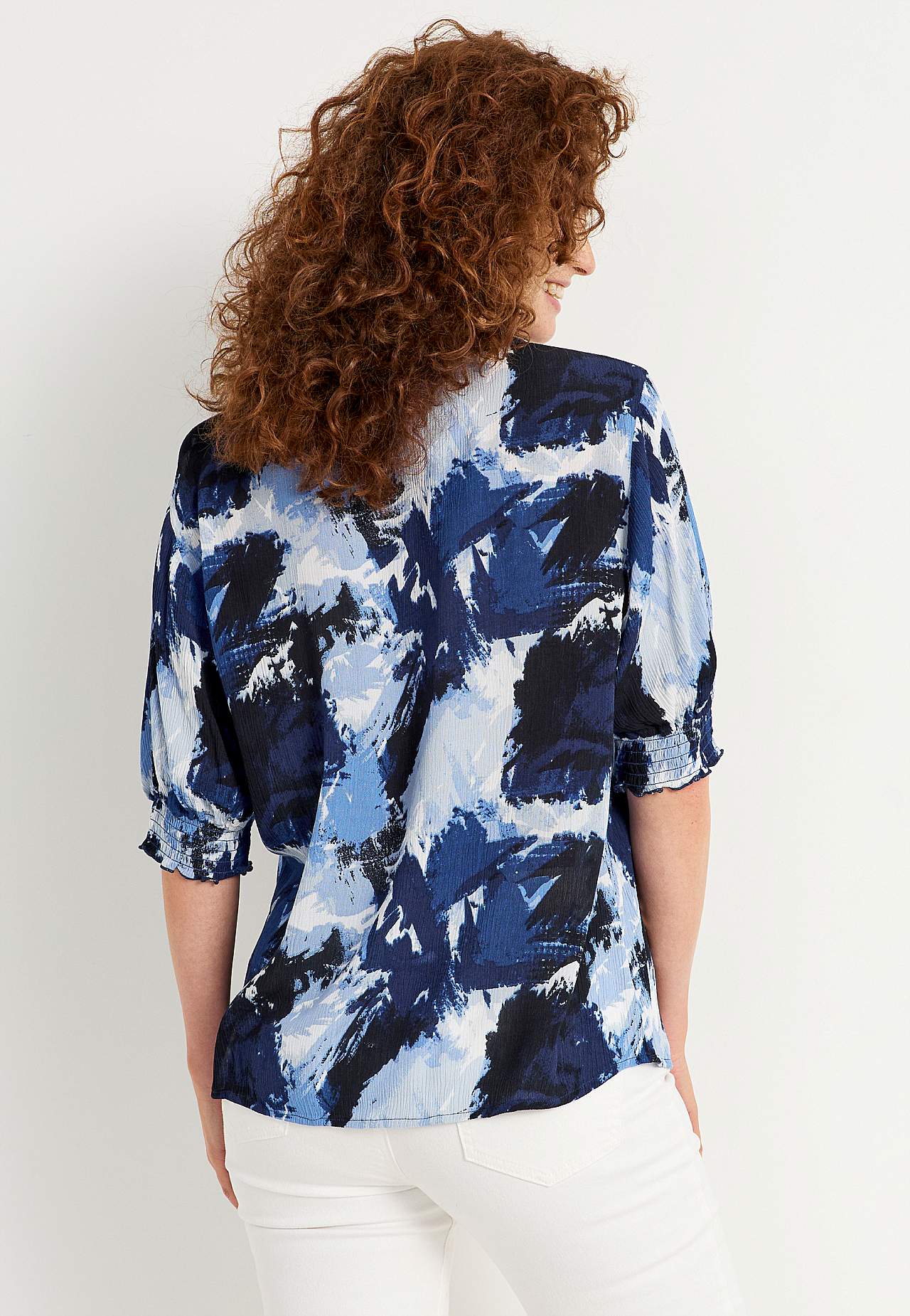 Crepe blouse with smocking