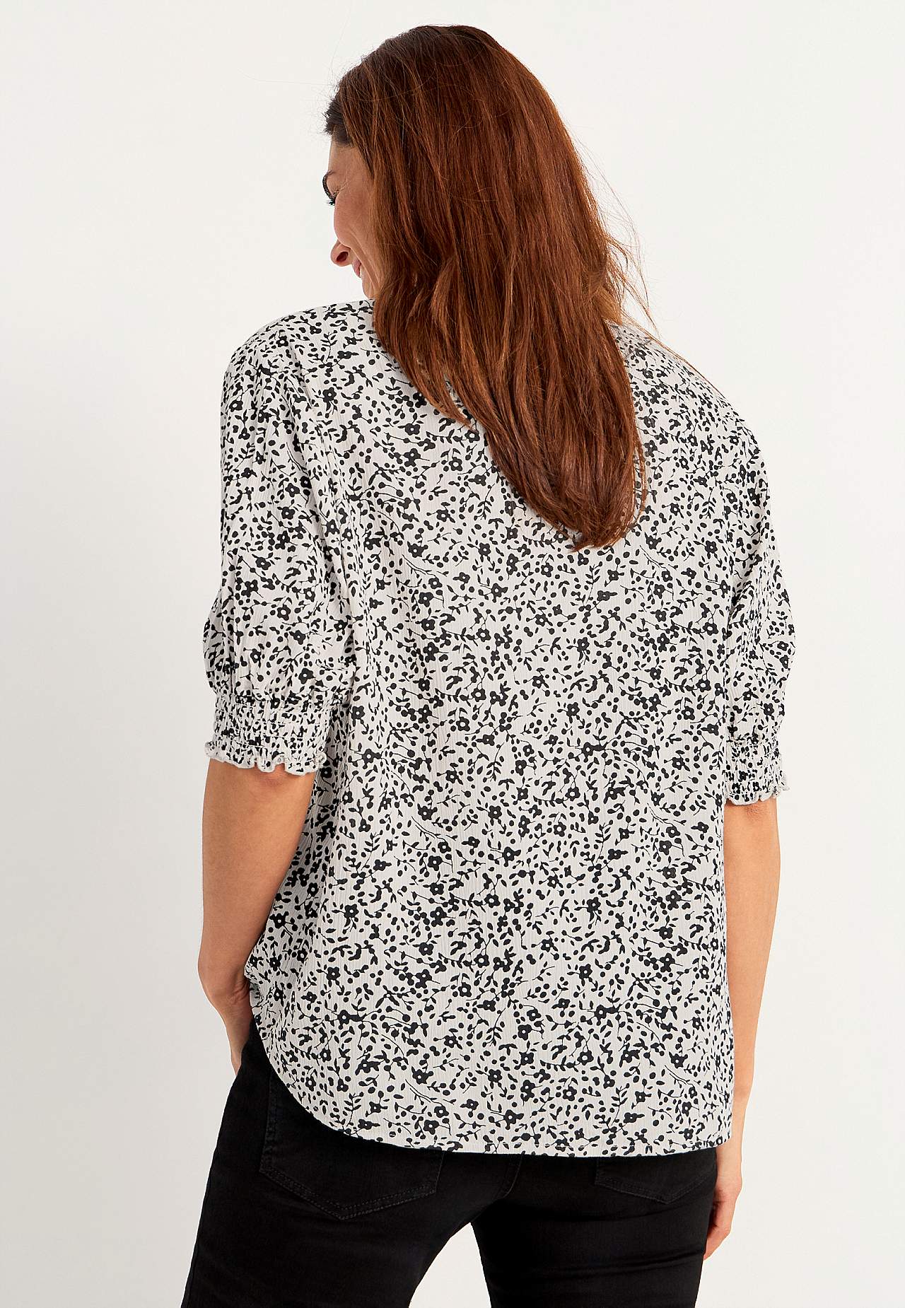 Crepe blouse with smocking