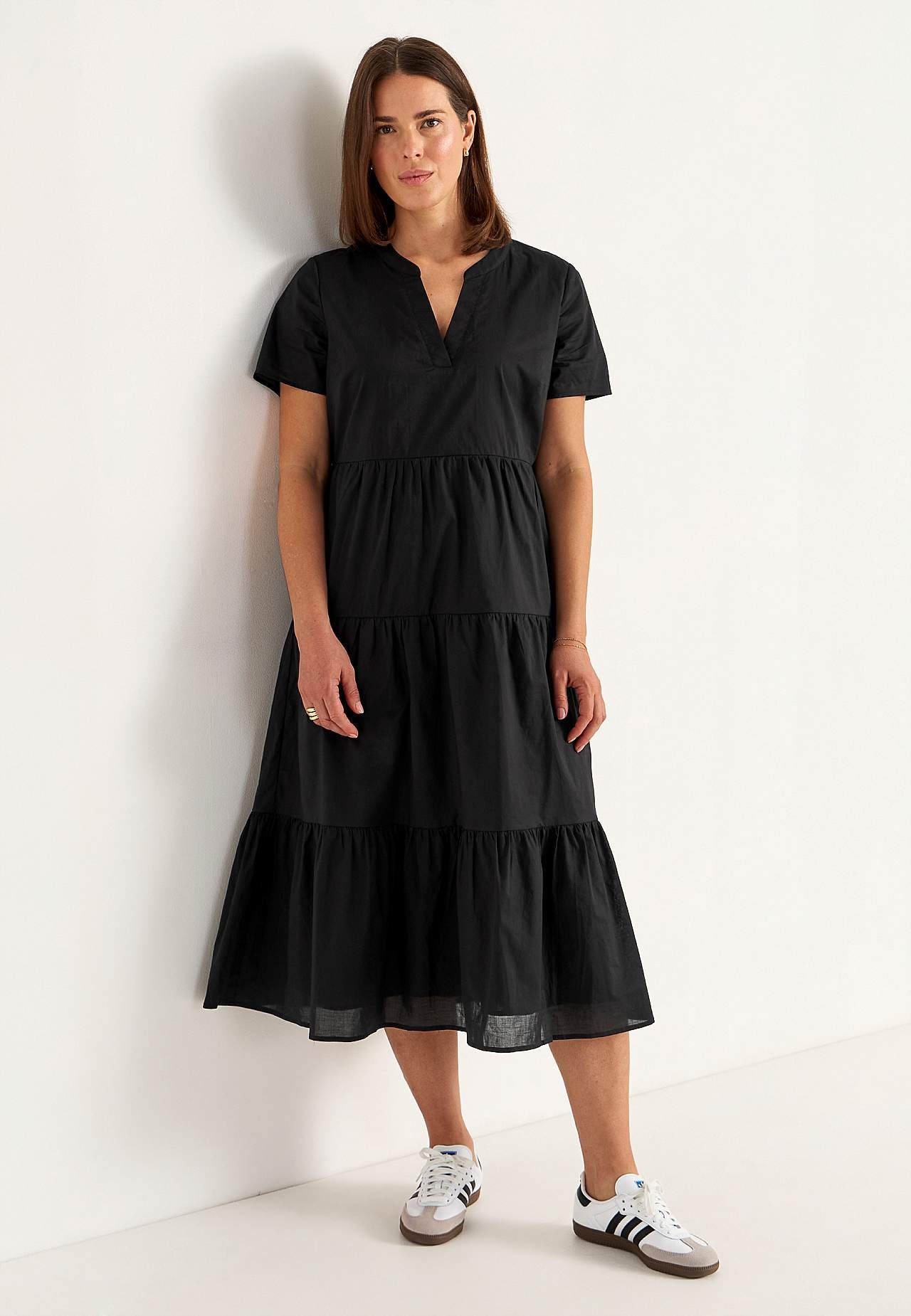 Cotton dress with flounce