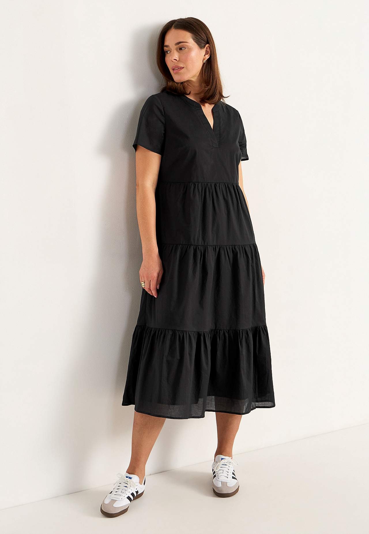 Cotton dress with flounce